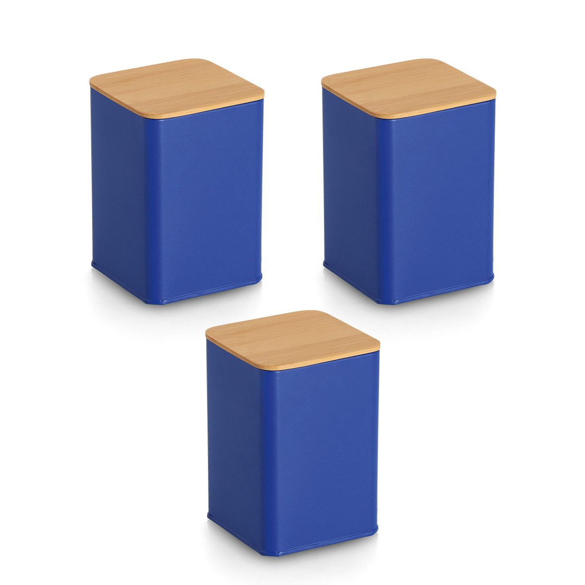Zeller Present Vorratsdose Dose mit Bambusdeckel, 3er-Set, 1100 ml, Metall, Metall, (Set, 3-tlg), ca. 9,5x9,5x14 cm