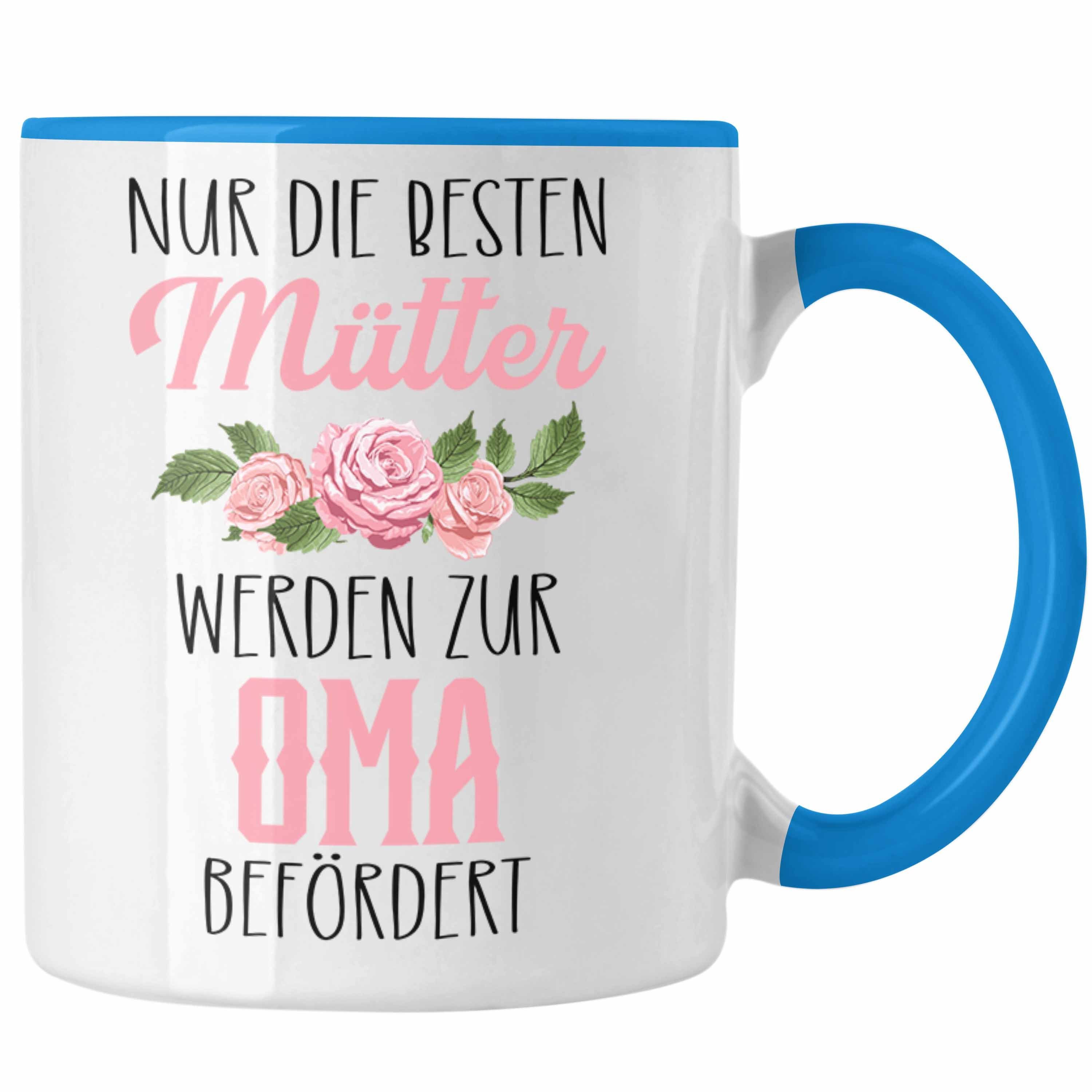 Trendation Tasse Trendation - Du Wirst Oma 2023 Tasse Schwangerschaftsverkündung Blau