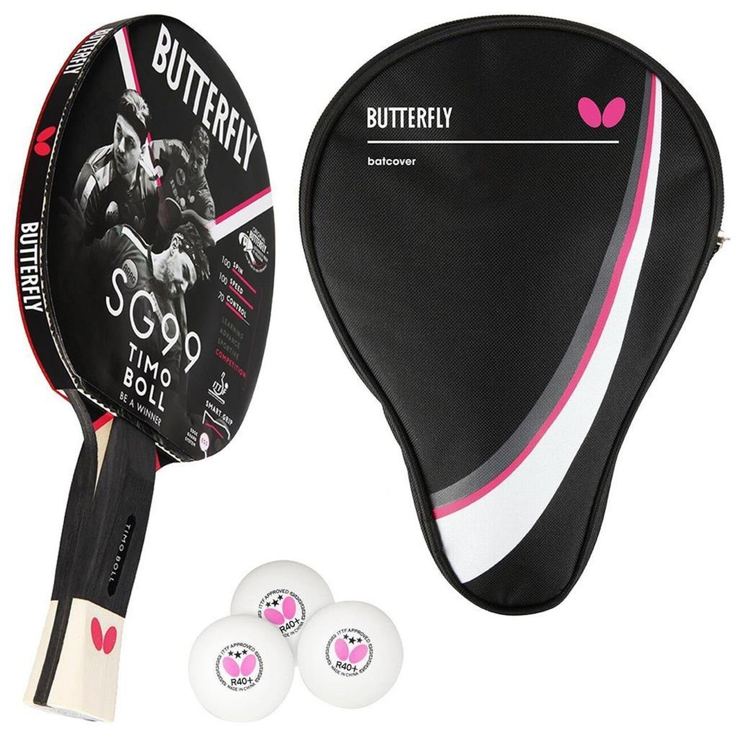 Butterfly Tischtennisschläger 1x Timo Boll SG99 + Drive Case 1 + Мячи, Tischtennis Ракетки Set Tischtennisset Table Tennis Bat Racket