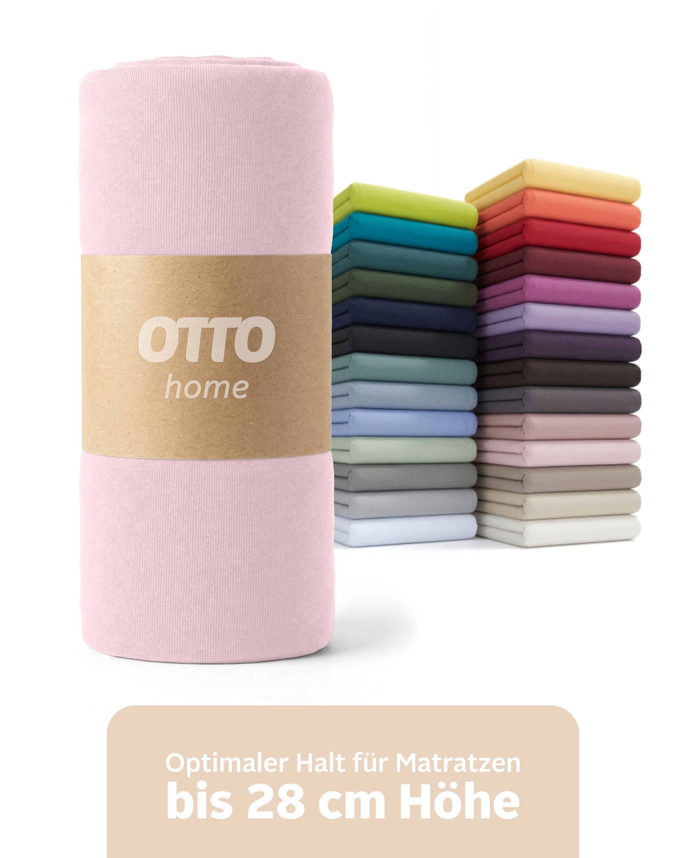 OTTO home Spannbettlaken BLACKBERRY in PREMIUM und BASIC Qualität, 100% Baumwolle, Jersey (110 g/m), Gummizug: rundum, (1 Stück), für hohe Matratzen bis 28 cm, Bettlaken, Spannbetttuch, Boxspring