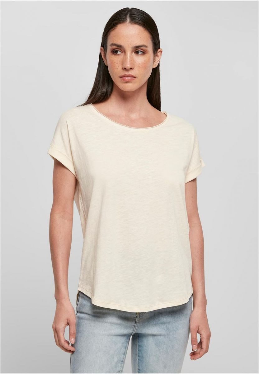 Build Your Brand Rundhalsshirt Damen Long Slub Tee / Hinten extra lang geschnitten