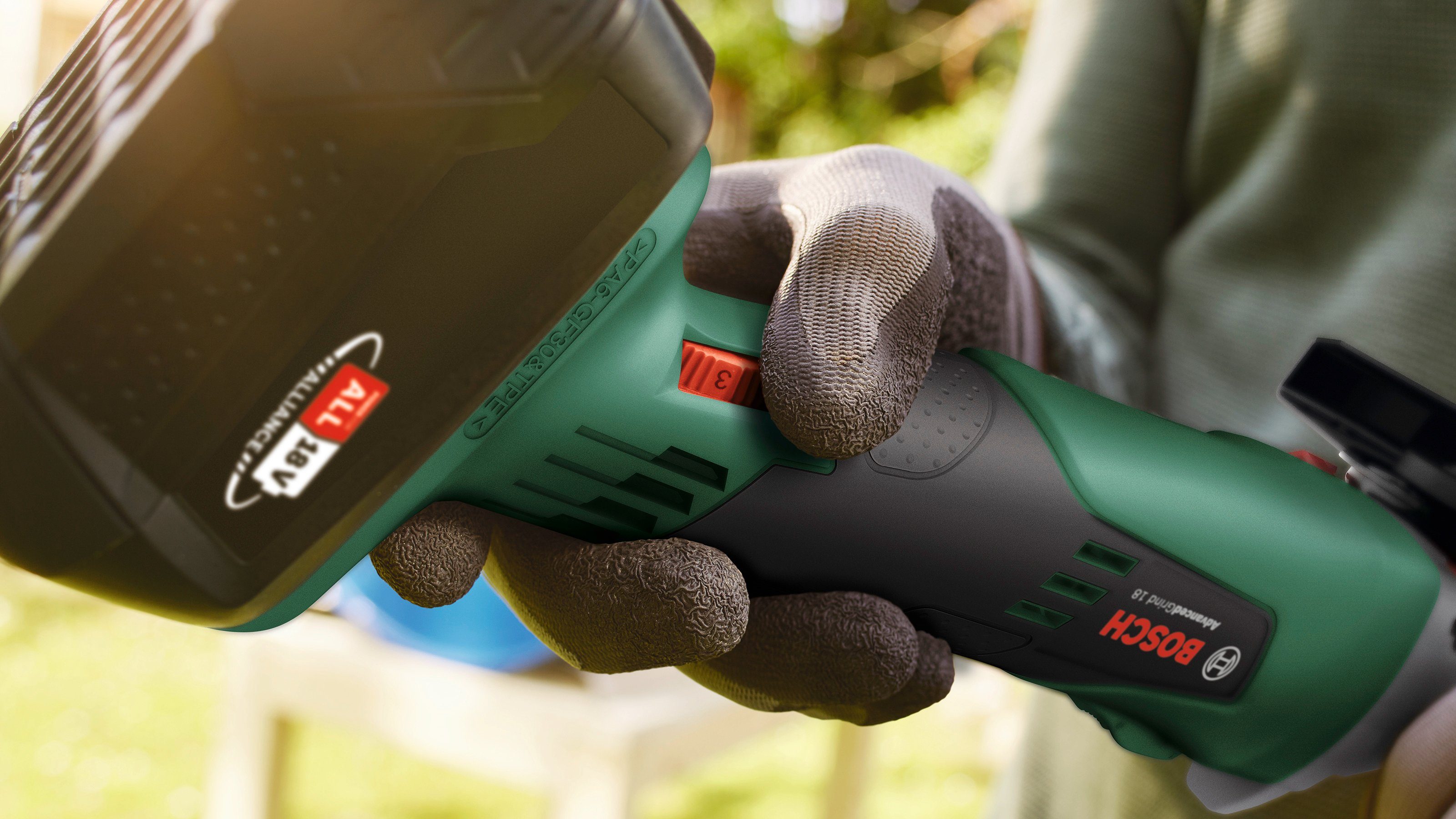 Bosch Home & Garden Akku-Winkelschleifer + inkl 11500 Akku SystemBox, max. Ladegerät AdvancedGrind U/min, 18 und