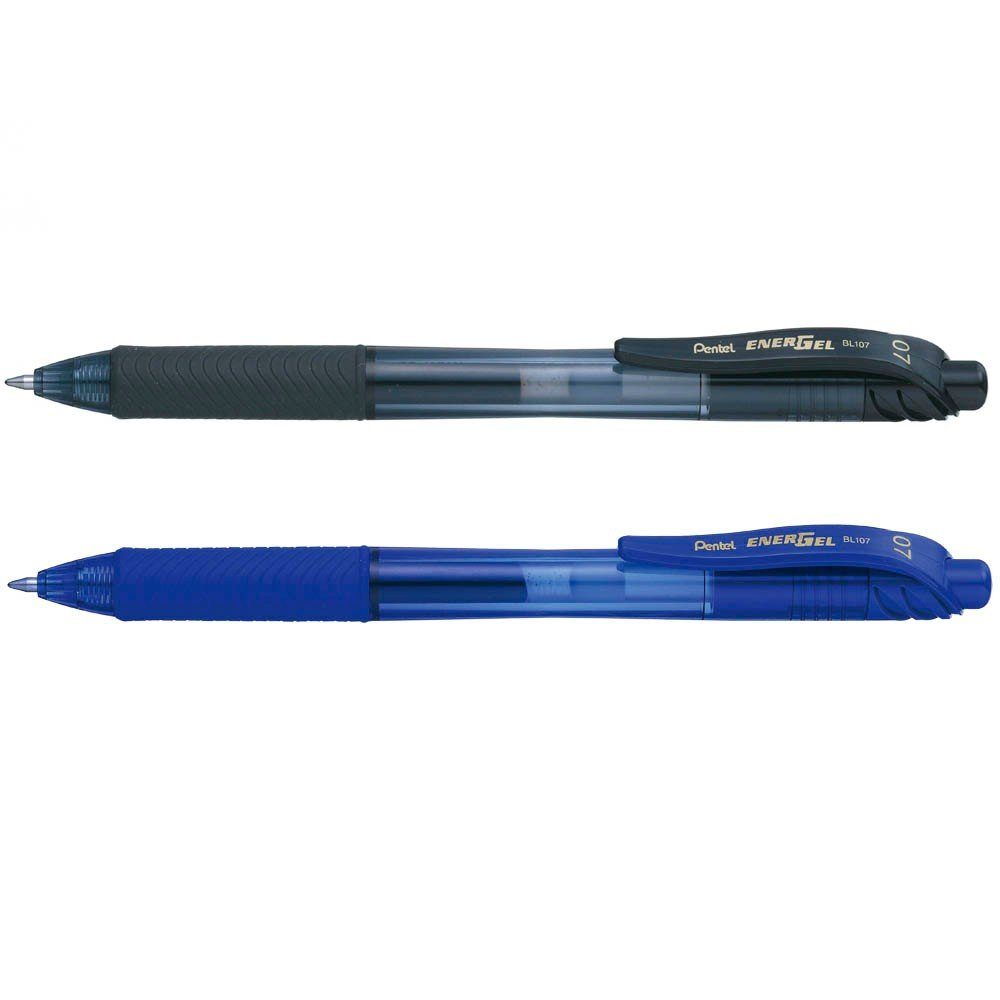 PENTEL 4 Pentel BL107 Gelschreiber schwarz, blau 0,35 mm, Schreibfarbe: farbs Tintenpatrone