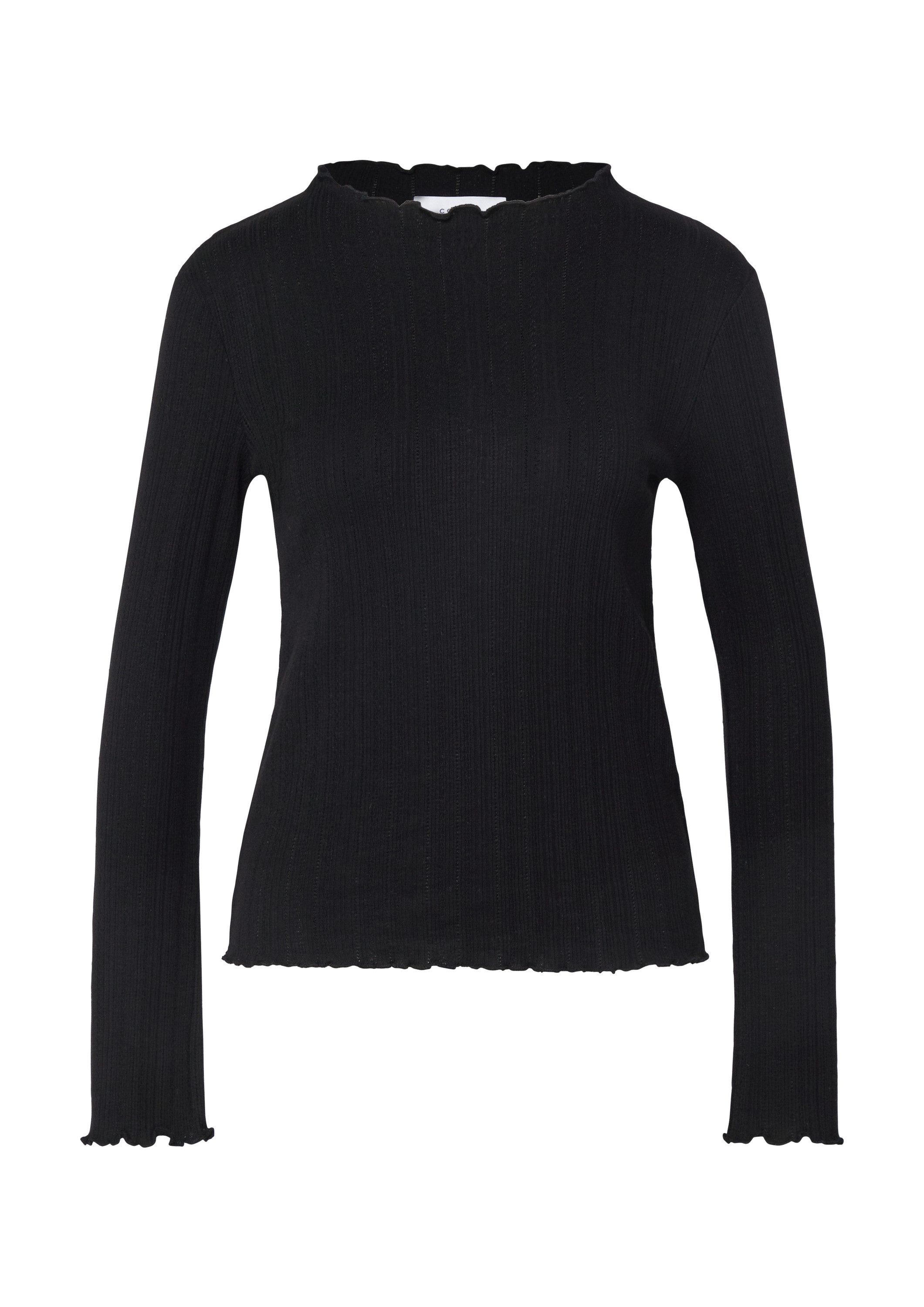 comma Langarmshirt T-Shirt Langarmshirt aus Ajoursjersey