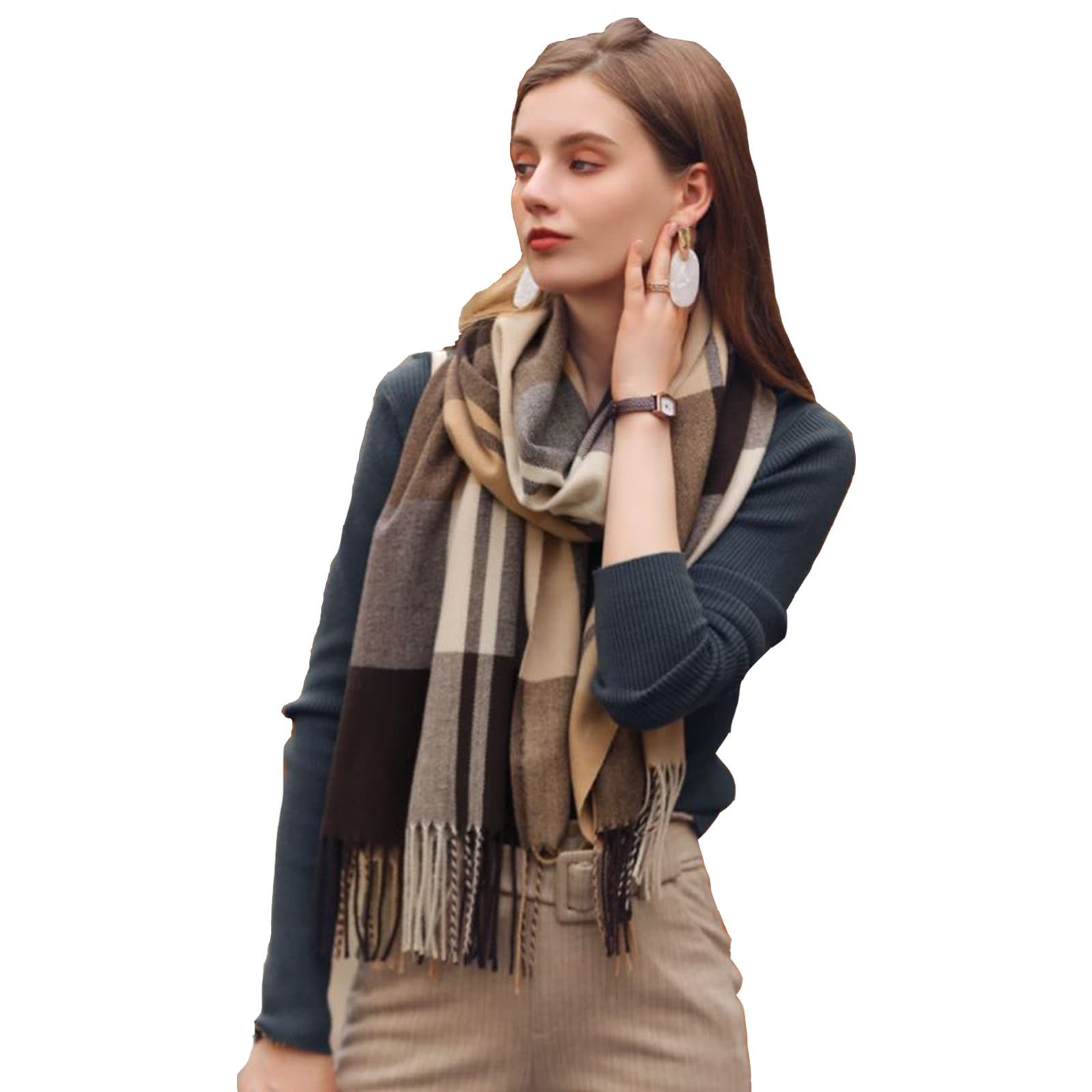 Coonoor Modeschal Damen Kariert Oversized Schal Lange Winterschal Weich Wra günstig online kaufen