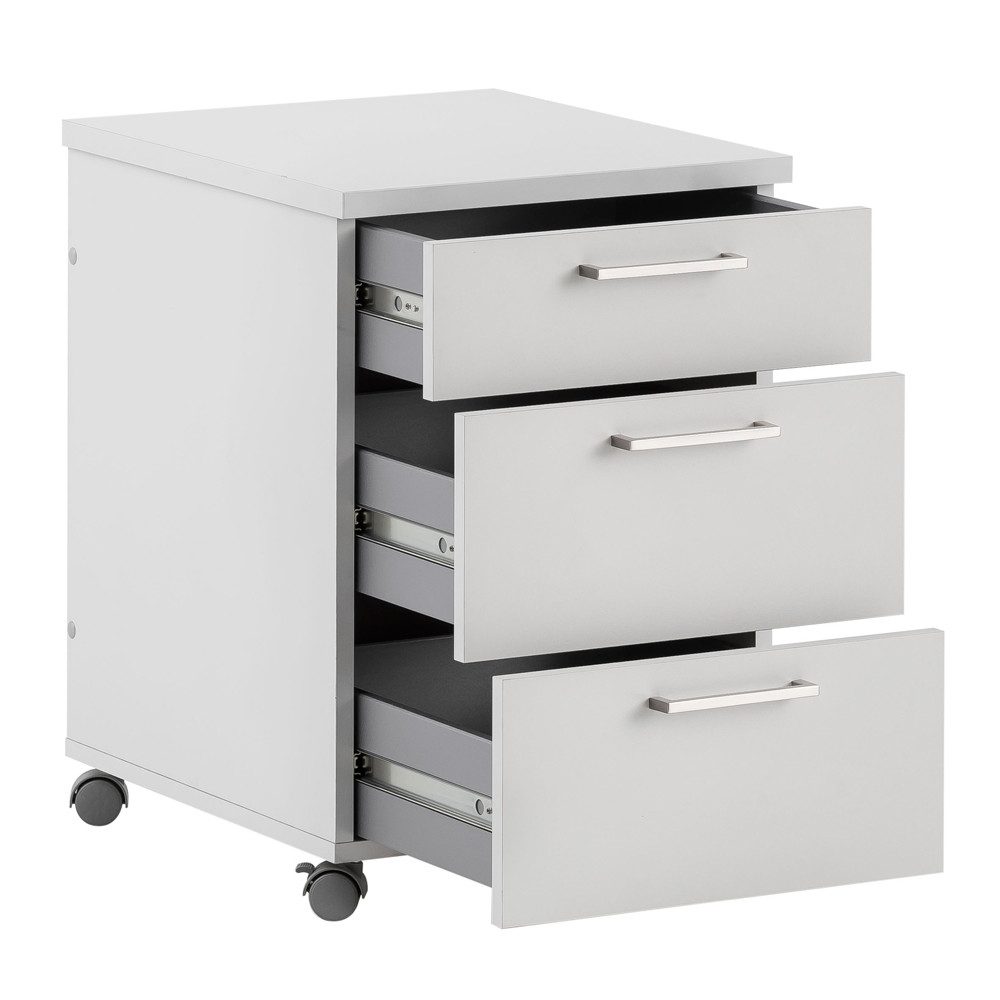 Lomadox Rollcontainer META-80, Büro Container Aktenschrank grau hell 41,2x60,1x49,6 cm