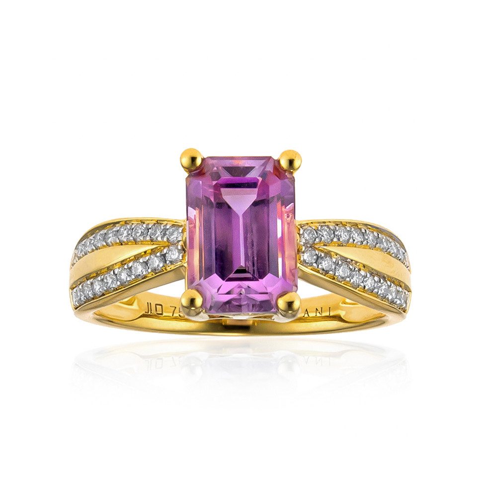Diamantring Afghanischer Pink Diaspore 18K Gold Ring, 2,25ct