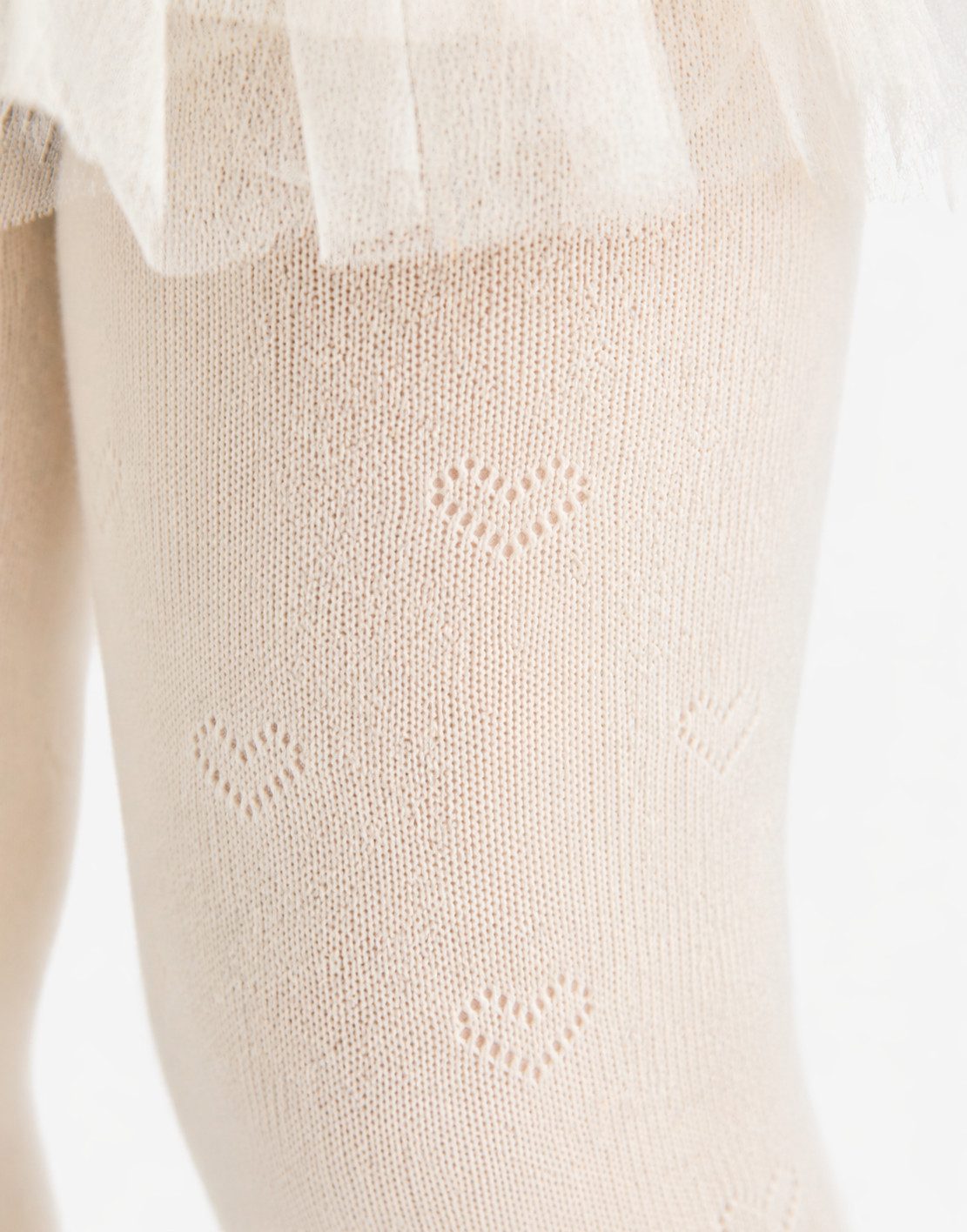 La Bortini Strumpfhose Baby und Kinder Strumpfhose in Creme mit Herzchen Muster weich, elastisch, gemustert 56 62 68 74 80 86 92 98
