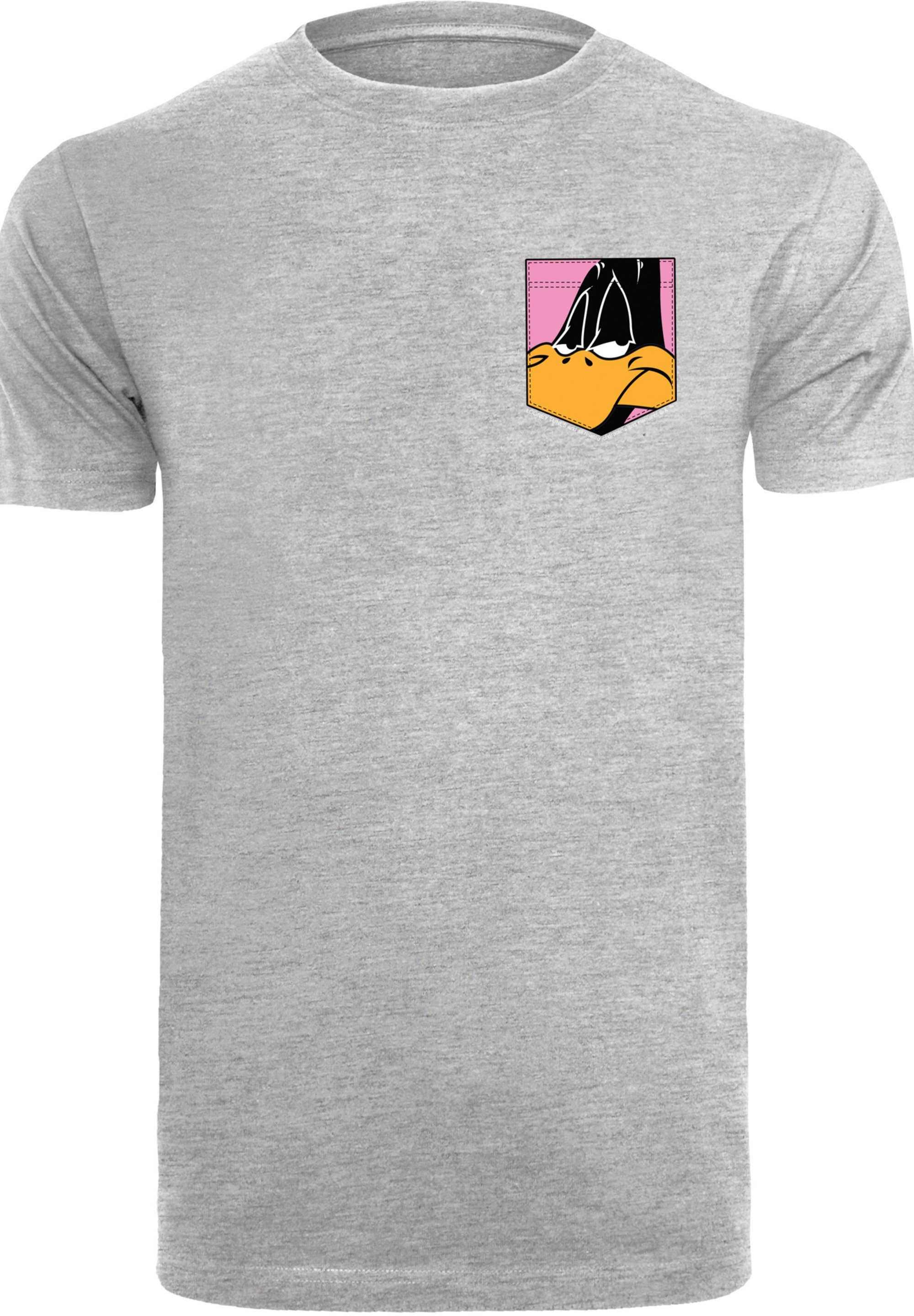 Duck Looney Tunes F4NT4STIC Pocket heather Print Daffy T-Shirt grey Faux