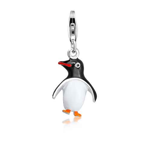 Nenalina Charm-Einhänger Pinguin-Anhänger Emaille Südpol 925 Silber