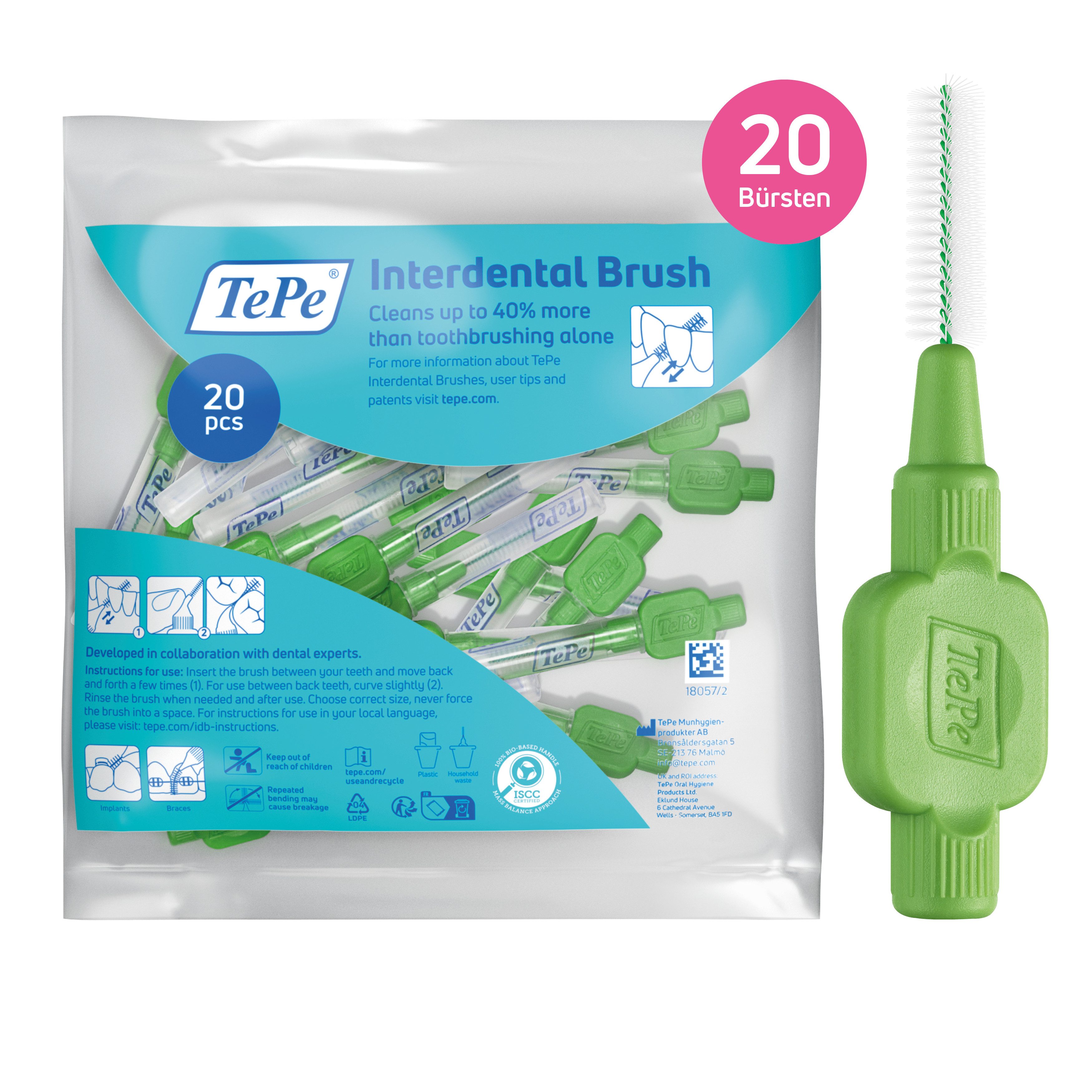 TePe Interdentalbürsten Original Zahnreinigungsstäbchen aus Schweden, Effiziente Zahnpflege, ISO-Größe 5, 20 Stk.