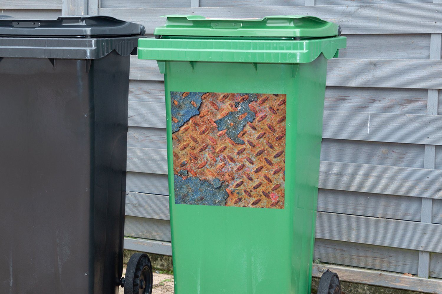 Rost St), Diamantplatte Beton Sticker, - - Mülleimer-aufkleber, (1 MuchoWow Wandsticker Container, Mülltonne, Abfalbehälter