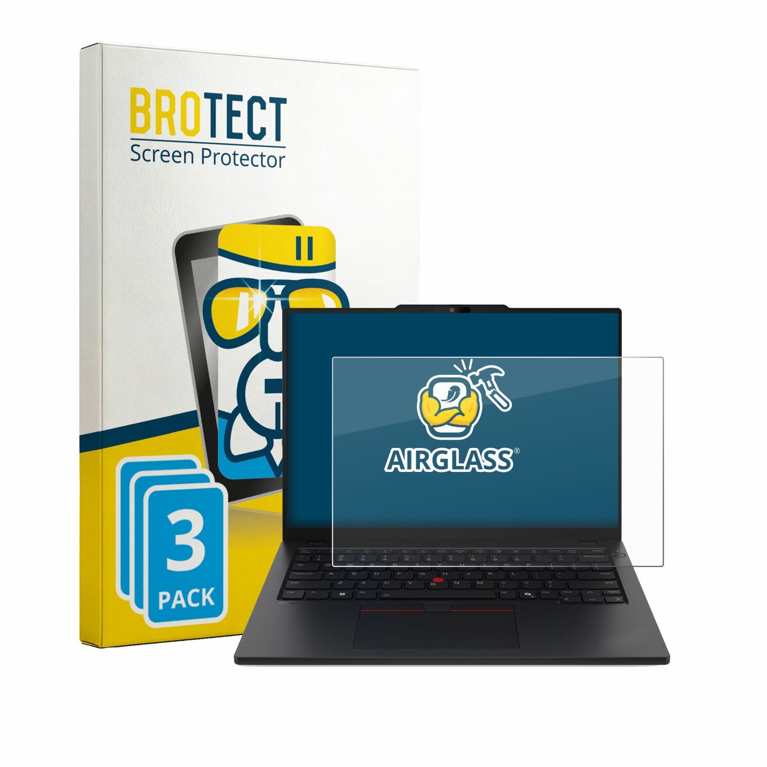 BROTECT Displayschutzglas Folie für Lenovo ThinkPad L13 Gen 7, 3 Stück, Schutzfolie Glas Panzer Display Schutz klar