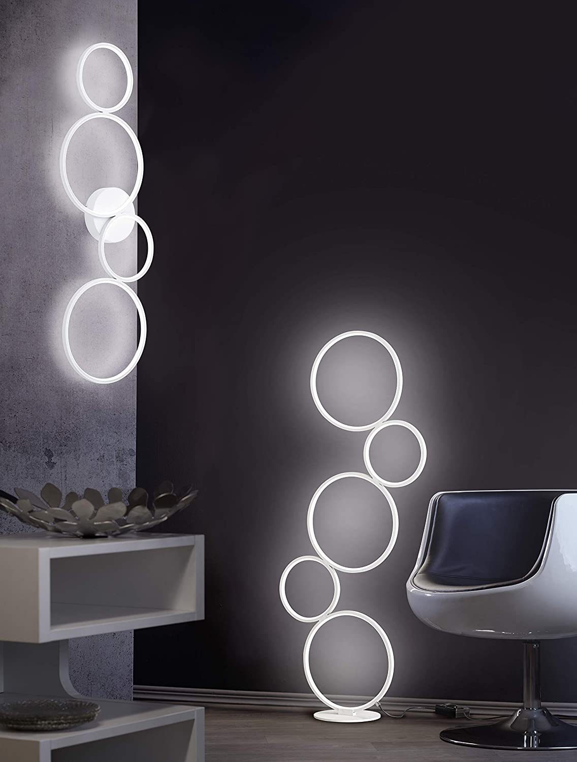 Stehlampe, lightling Warmweiß, LED LED Stehlampe fest Sina, integriert, weiss LED Designlampe LED