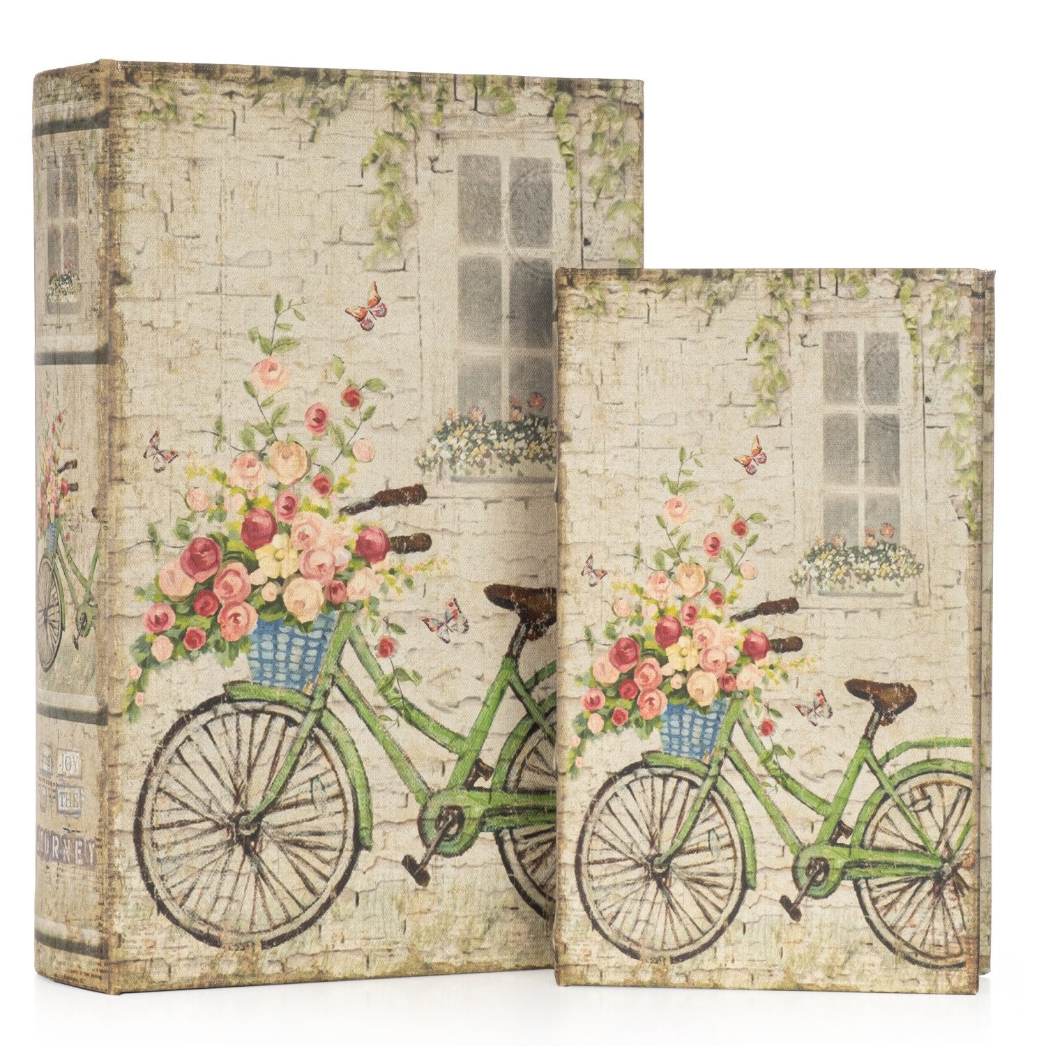 Moritz Etui Buchhüllen Set Fahrrad Blumen 2-teilig Deko Vintage