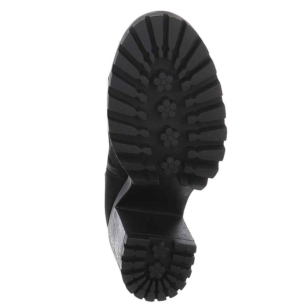 Ital-Design Kniehohe Damenstiefel mit stabilem Absatz für Herbst/Winter High-Heel-Stiefel (90109890) Blockabsatz Stiefel in Schwarz