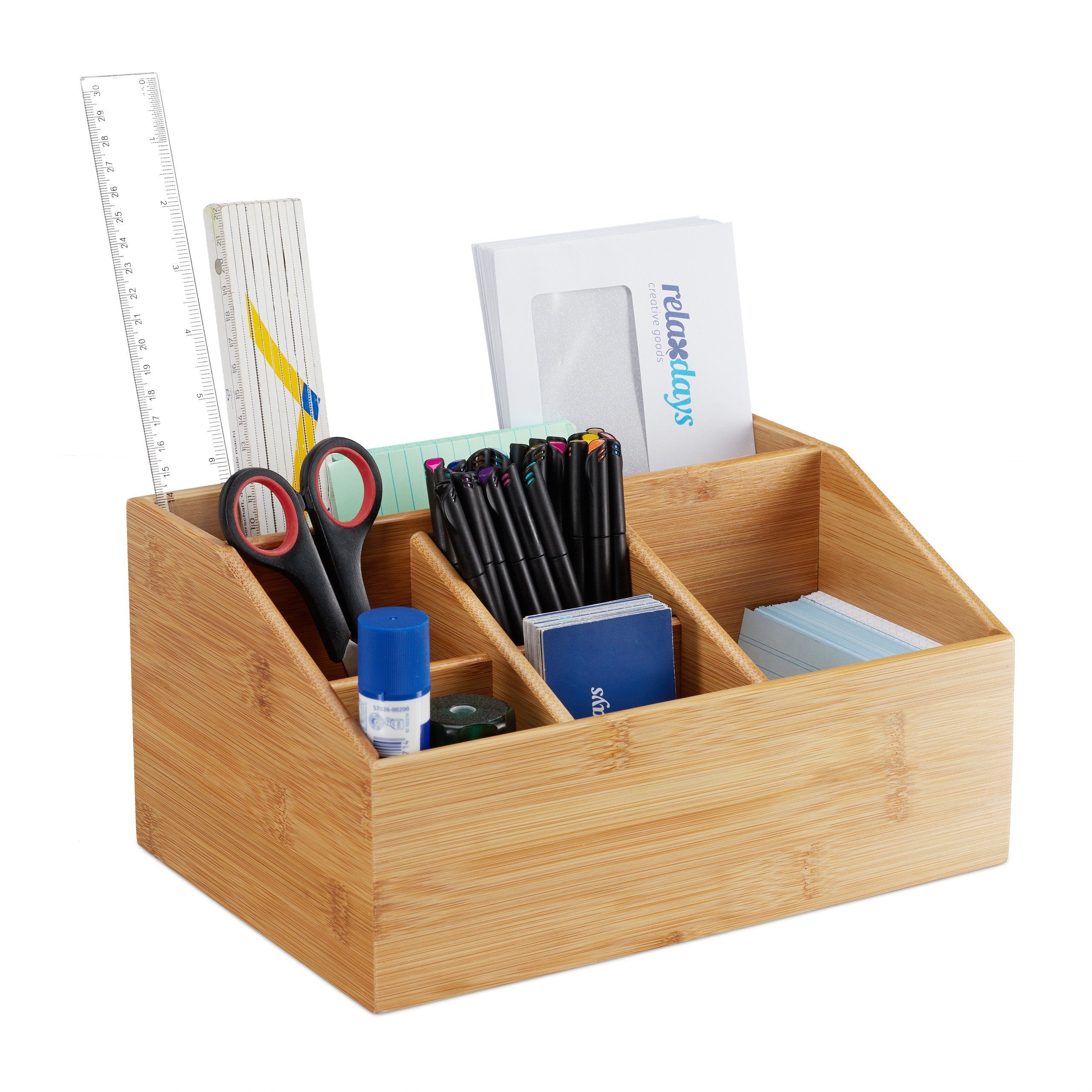 relaxdays Organizer Tischorganizer Bambus mit 6 Fächern (1 St)