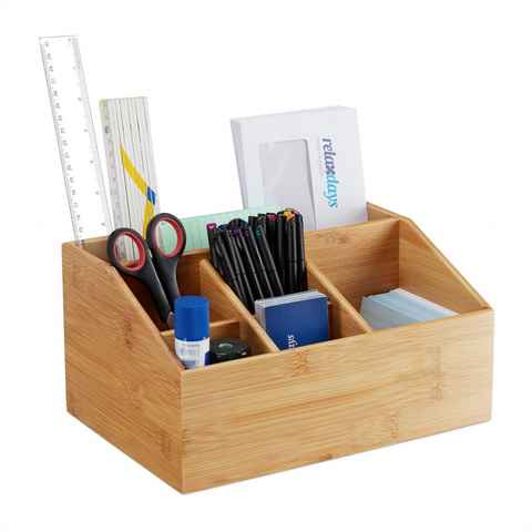 relaxdays Organizer Tischorganizer Bambus mit 6 Fächern