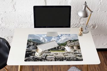 MuchoWow Gaming Mauspad Zwischen den Maya-Ruinen in Palenque Mexiko (1-St), Büro für Tastatur und Maus, Mousepad Gaming, 90x60 cm, XXL, Großes