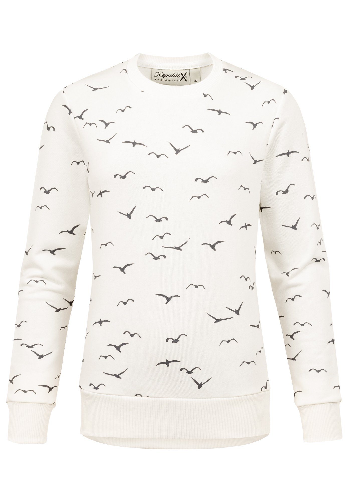Damen ANA Weiß Hoodie Kapuzenpullover REPUBLIX Sweatshirt Print Pullover Sweatjacke