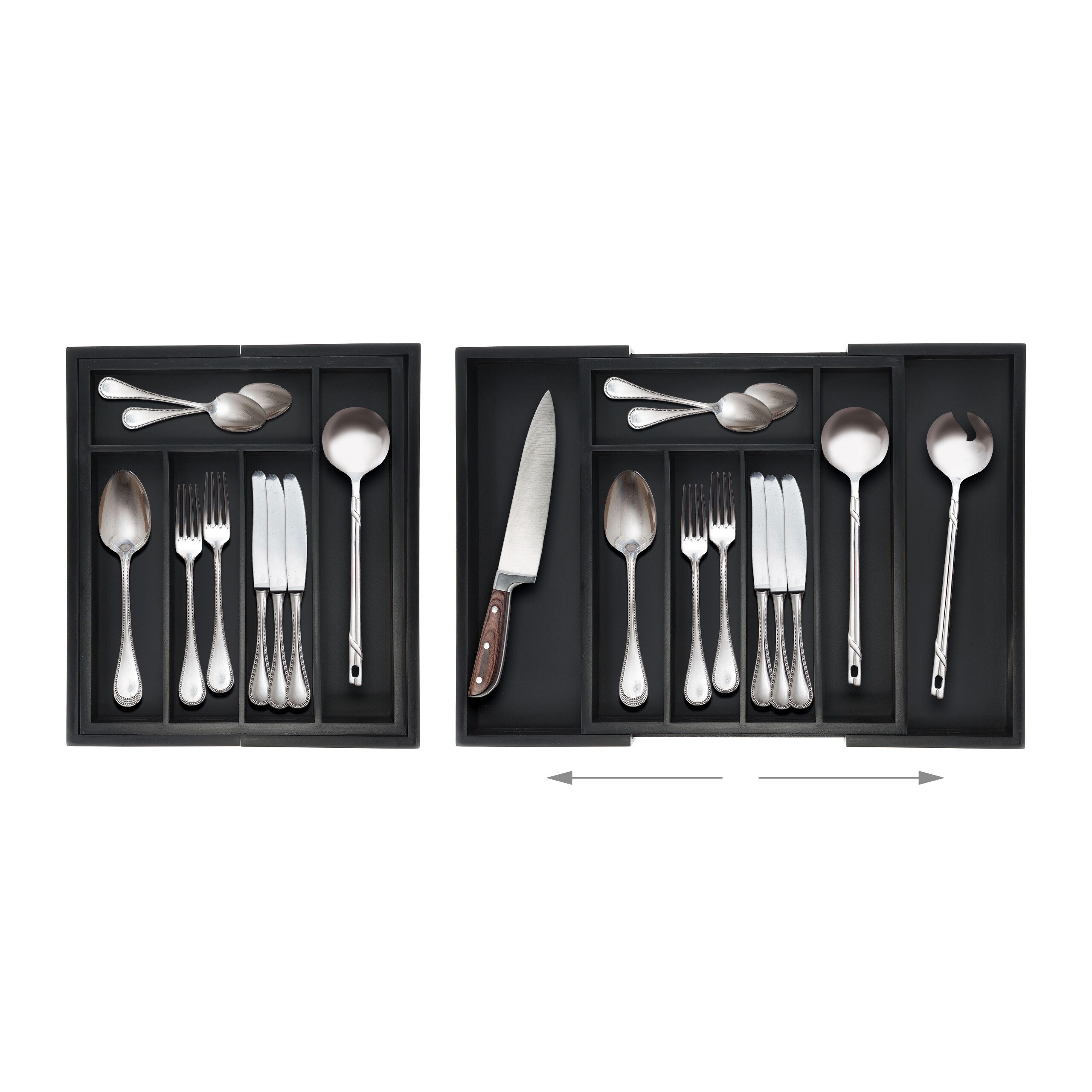 relaxdays Besteckkasten Ausziehbarer Besteckkasten