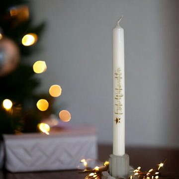 DekoTown Tafelkerze Stabkerzen Kerze Creme mit Schriftzug Frohe Weihnachten 25cm, 4 St.