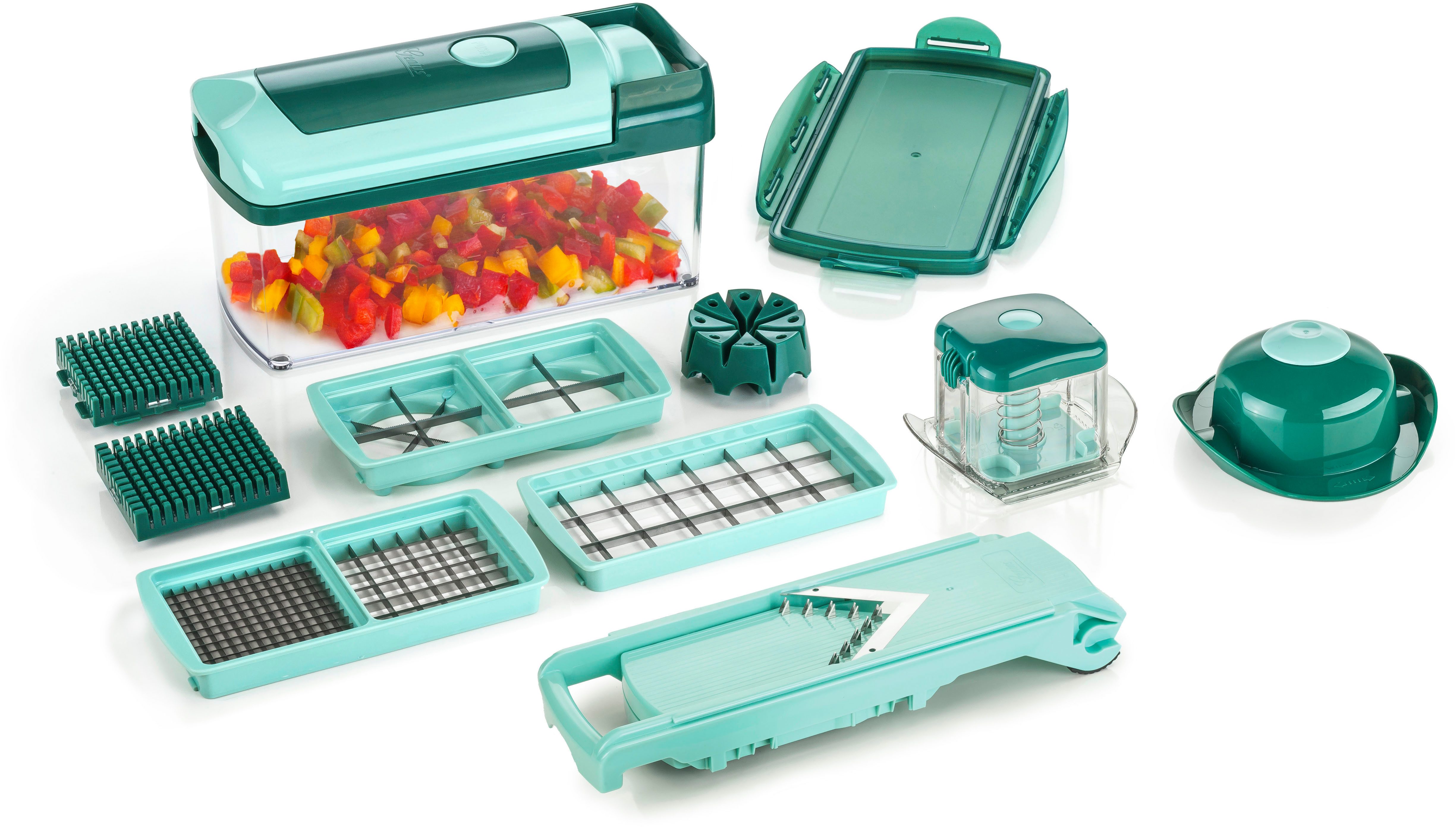 Genius Zerkleinerer Nicer Dicer Fusion Set 13-tlg., Einfach, praktisch, sicher und platzsparend!
