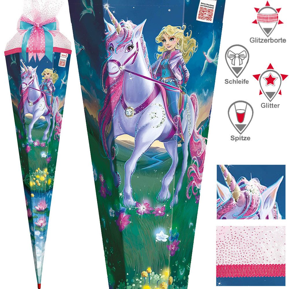 Roth Schultüte Exklusiv Set 85 cm Mädchen Magische Einhornreiterin Glitter Schleife
