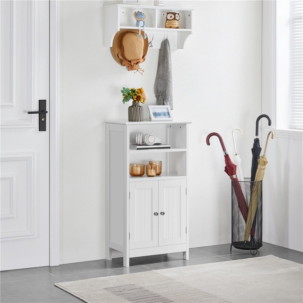 Yaheetech Badkommode Badschrank Küchenschrank, Badezimmerschrank Sideboard mit Doppeltür & Einstellbarem Regal