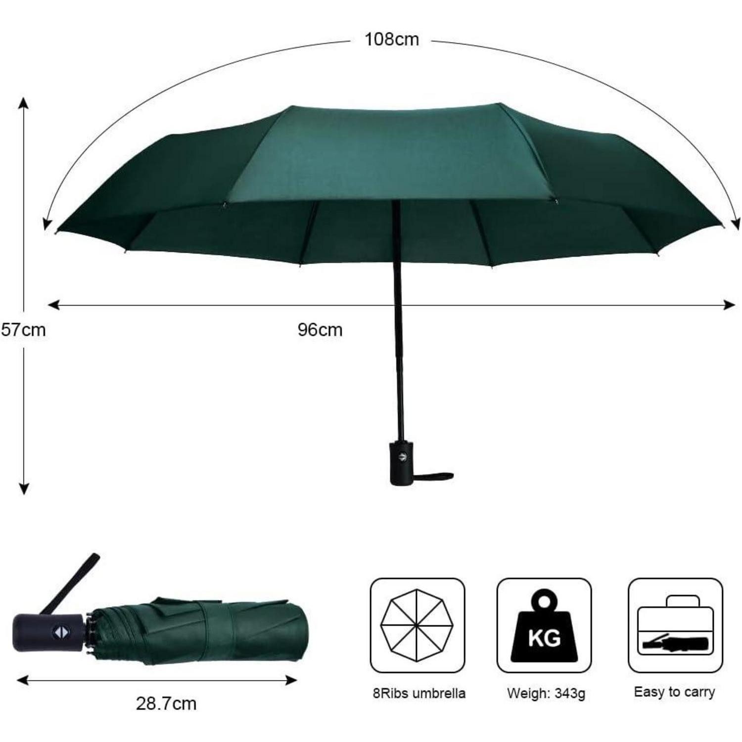 LuxusKollektion Taschenregenschirm Regenschirm Taschenschirm Automatik Teflon 8 Rippen Dunkelgrün