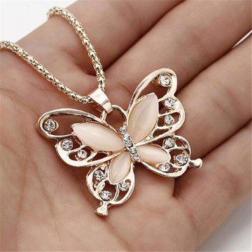 LENBEST Charm-Kette Schmetterling Halskette hohle Opal Kette Halskette Legierung Halskette (1-tlg)