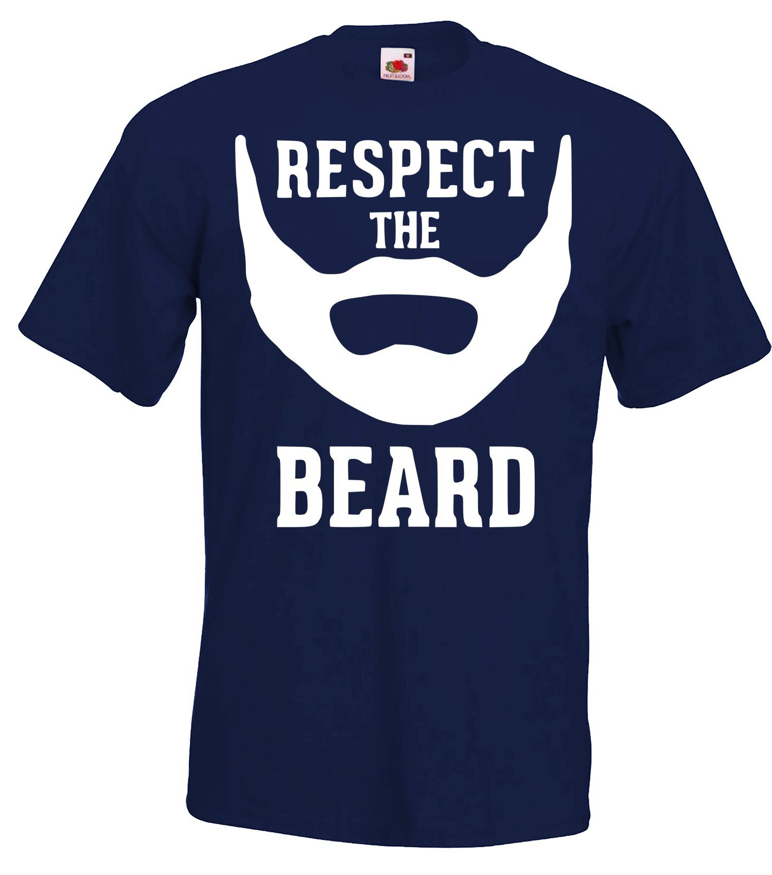 Youth Designz T-Shirt RESPECT THE BEARD Herren T-Shirt mit lustigem Spruch Navyblau