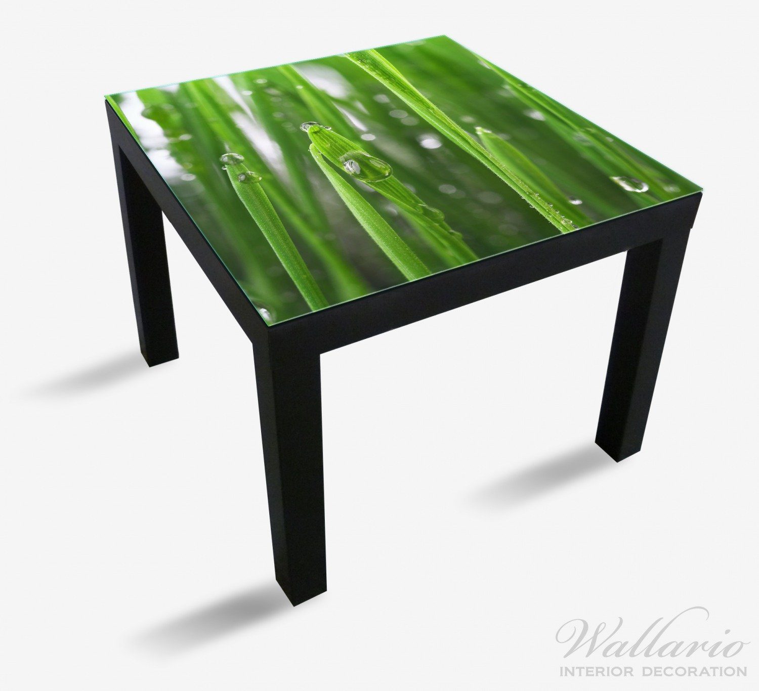 Wallario Tischplatte Wassertropfen geeignet Lack Grashalmen St), für (1 an Tisch Ikea