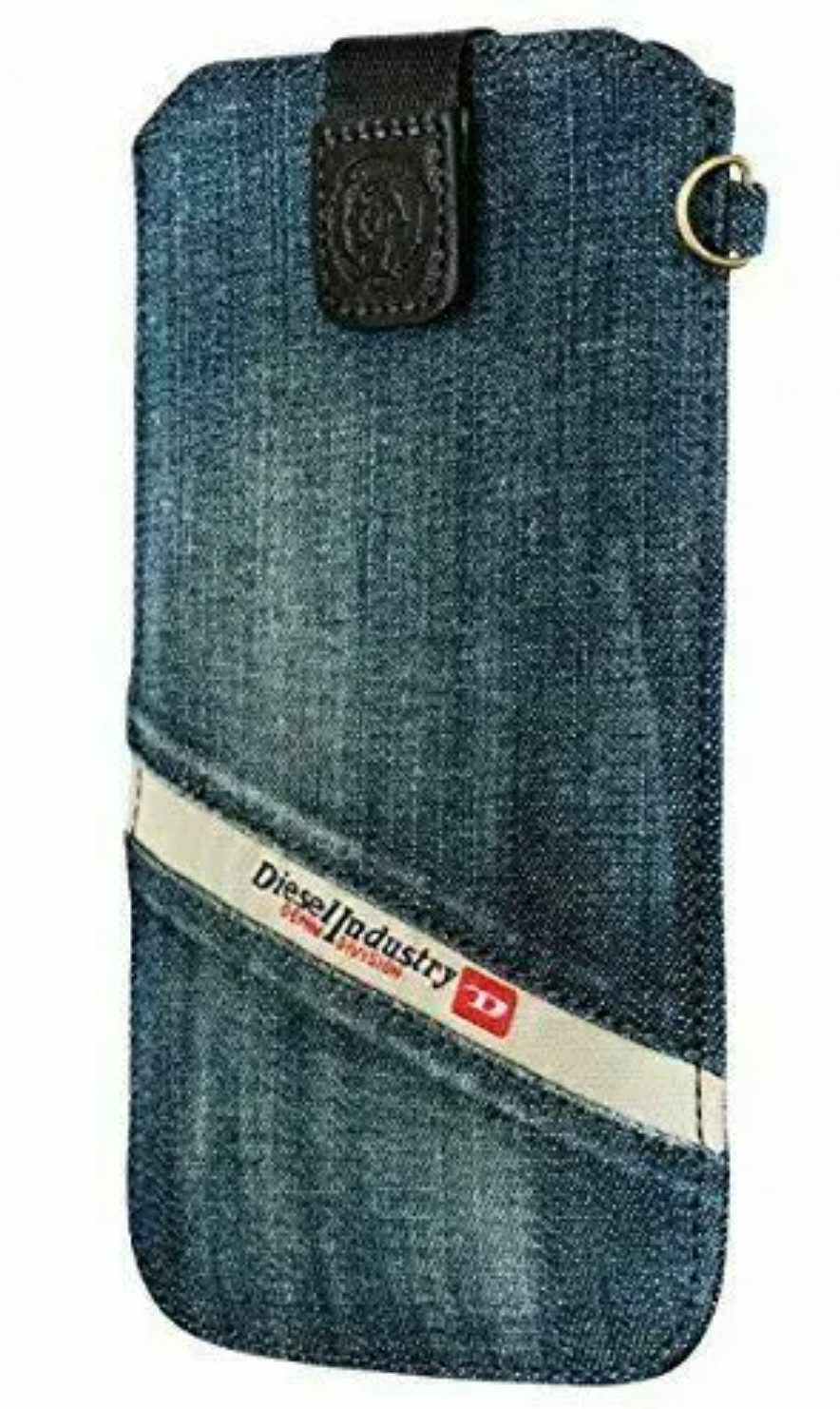 Diesel Clutch Denim Clutch Handy Bag Universal Mini-Tasche aus Jeansstoff, Klettverschluss oben, Diesel Leder-Patch, stabile Verarbeitung