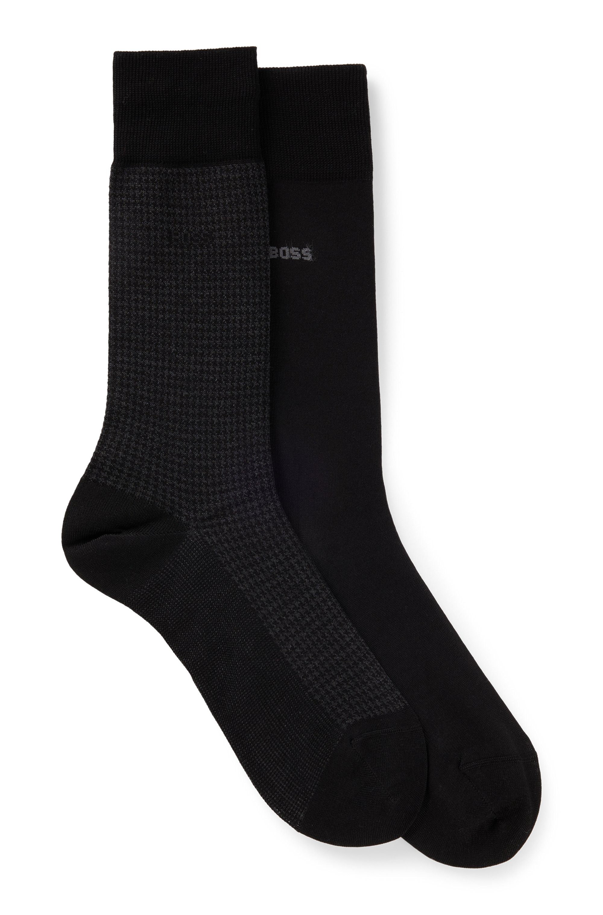 BOSS Socken 2P Houndstooth MC (Packung, 2-Paar, 2er Pack) mit eingesticktem Markenlogo