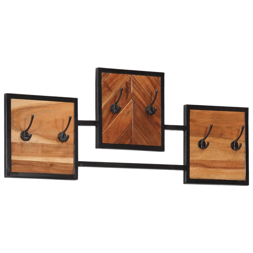 vidaXL Garderobenständer Wandgarderobe 90x1x35 cm Massivholz und Eisen
