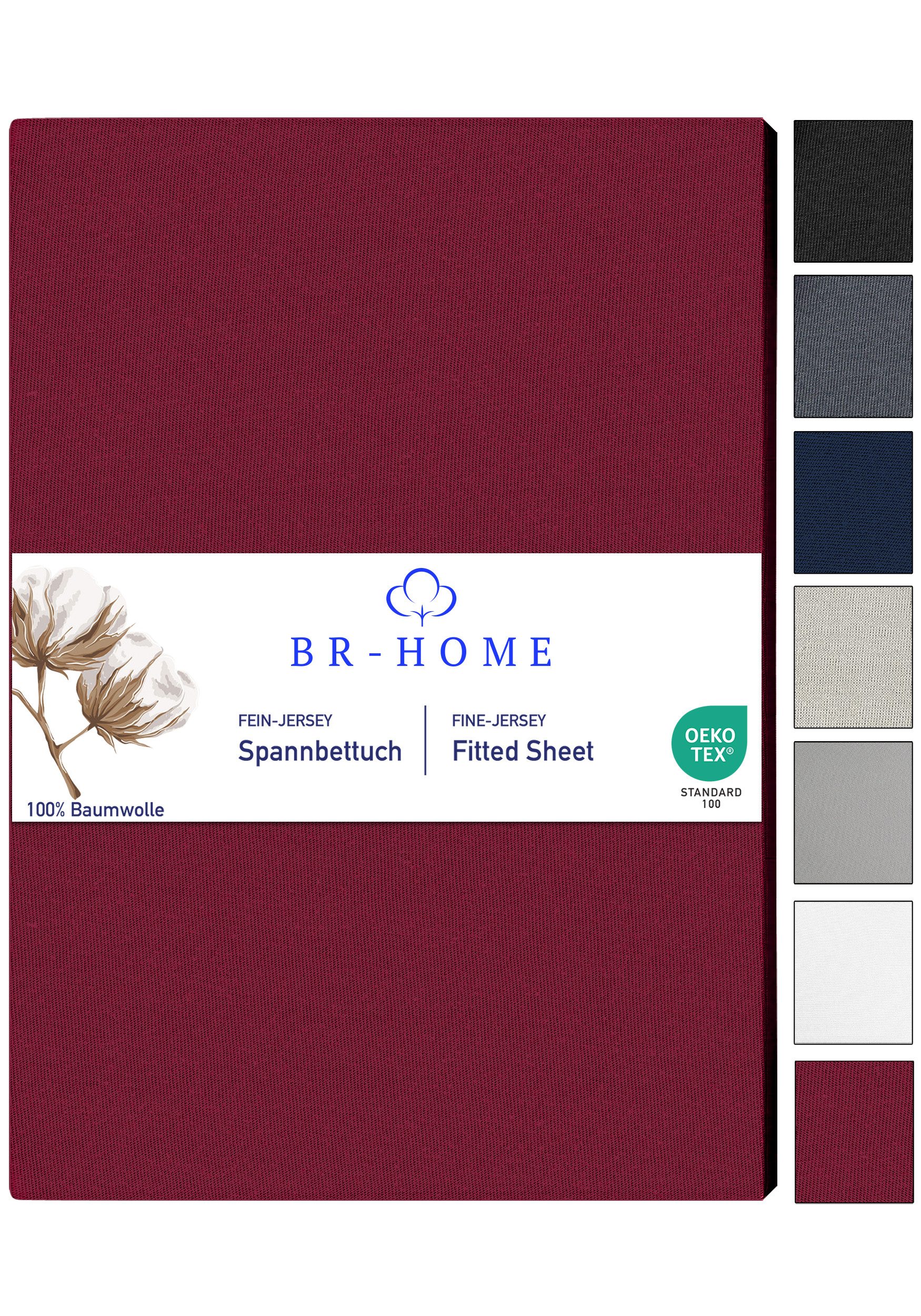 BR-Home Spannbettlaken bis zu 25cm, 100% Baumwolle Jersey Bettlaken, Spannb günstig online kaufen