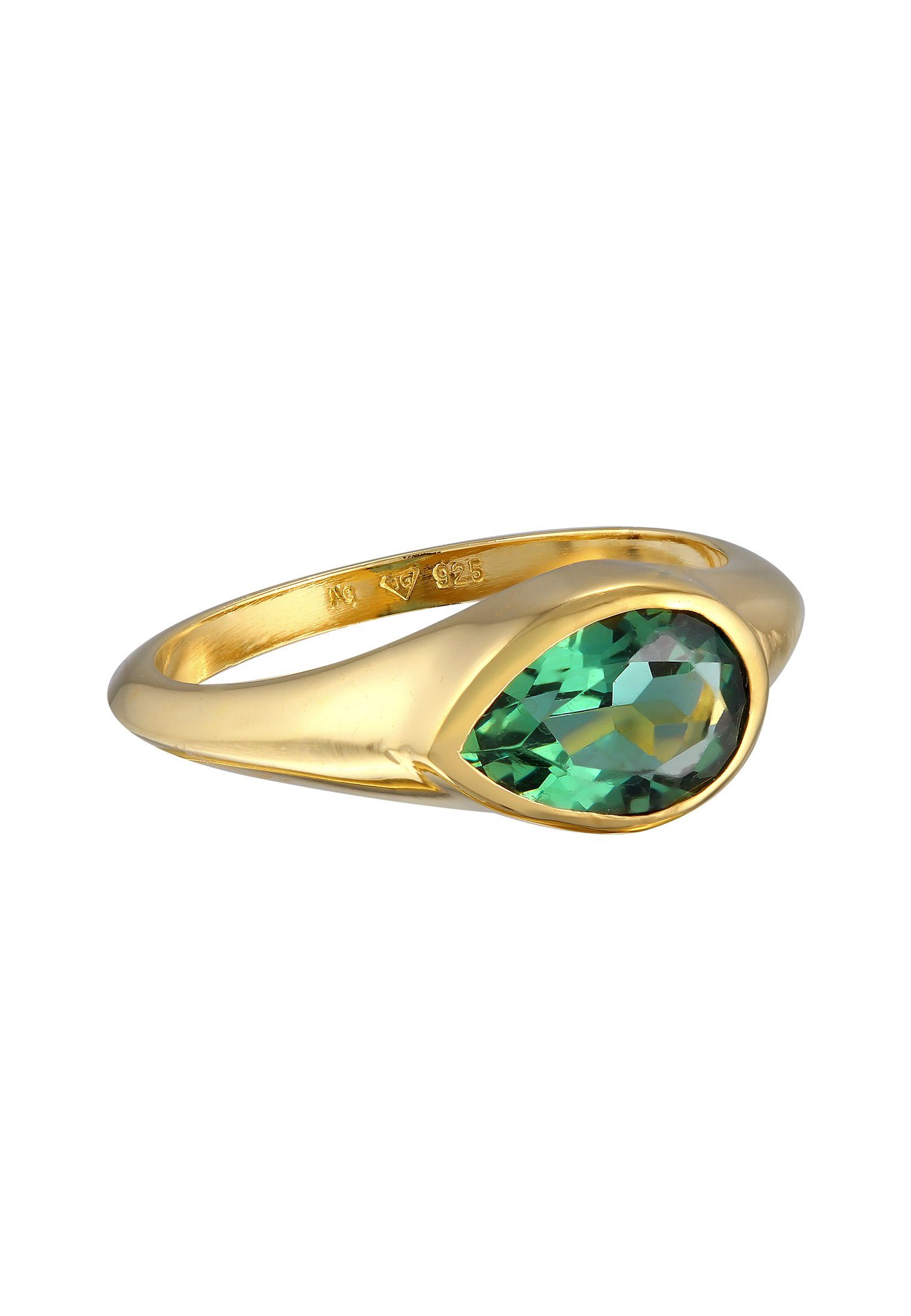 Elli Premium Fingerring Quarz Grün Klassik 925 Silber vergoldet – Bild 4 von 5