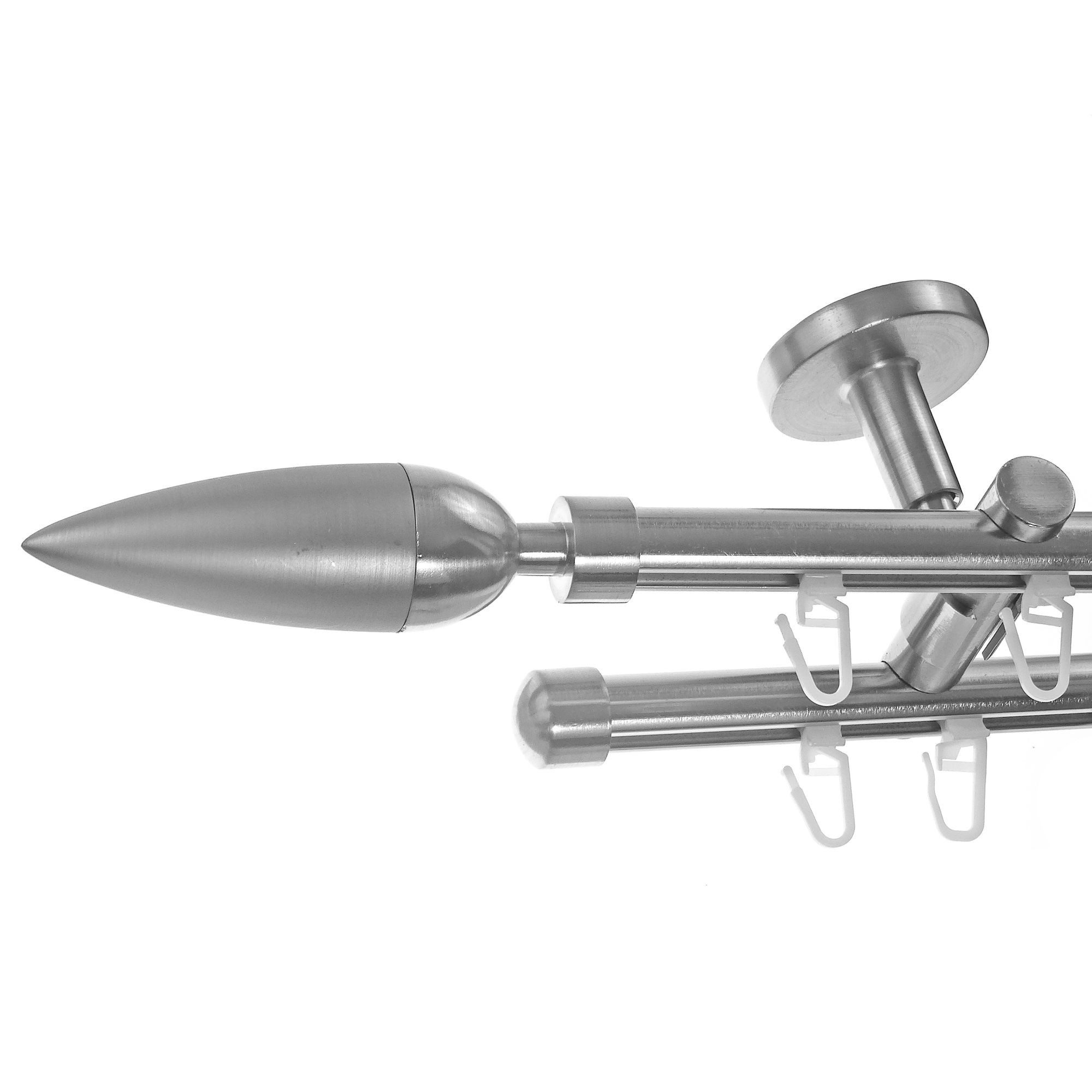 BASIT Gardinenstange Innenlauf 16 mm mit Deckenträgern 400 cm E10, Ø 16 mm, 2-läufig, verschraubt, Aluminium, D80 400 cm E10 Spitze