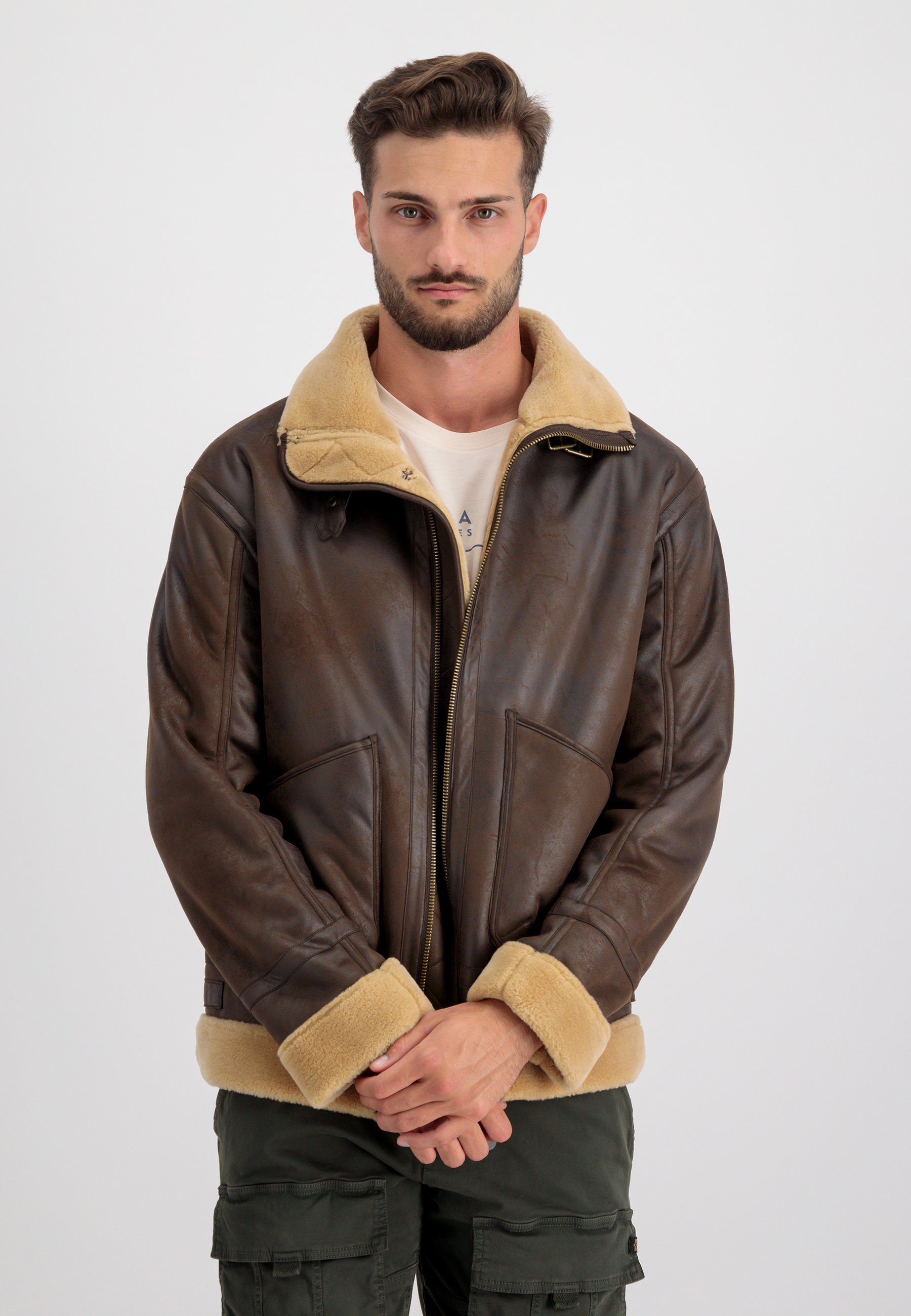 Alpha Industries Faux vintage Jackets B3 Industries Men & Arctic Alpha Lederjacke brown Leather 