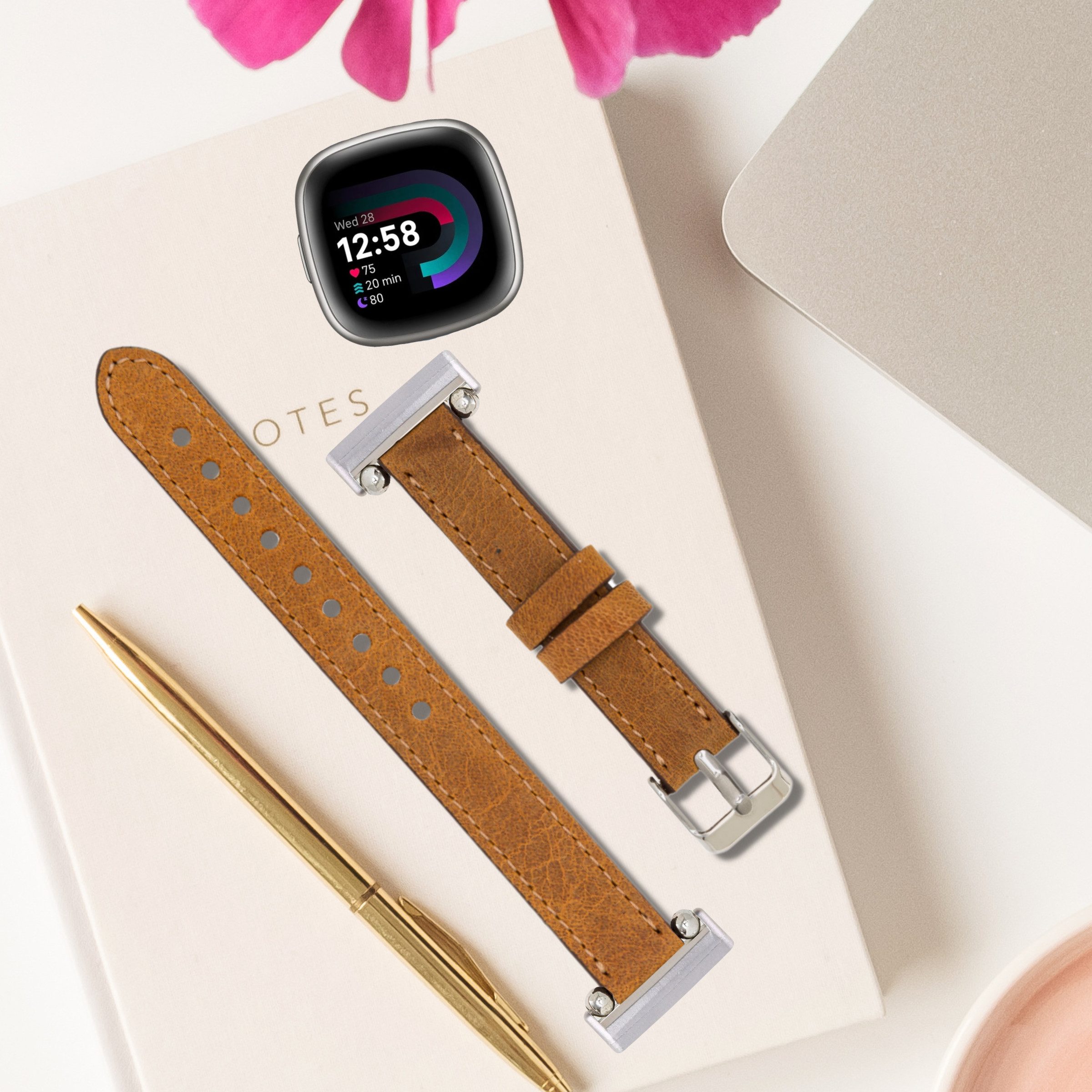 Uhrenarmband Fitbit Versa 4 / 3 / Sense / Sense 2 Leder Smart Uhrenarmband