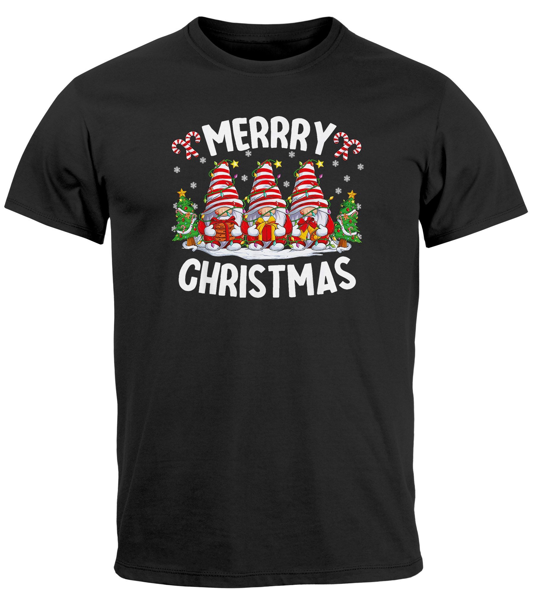 Print-Shirt Herren T-Shirt Weihnachten Wichtel Zuckerstangen Merry Christmas