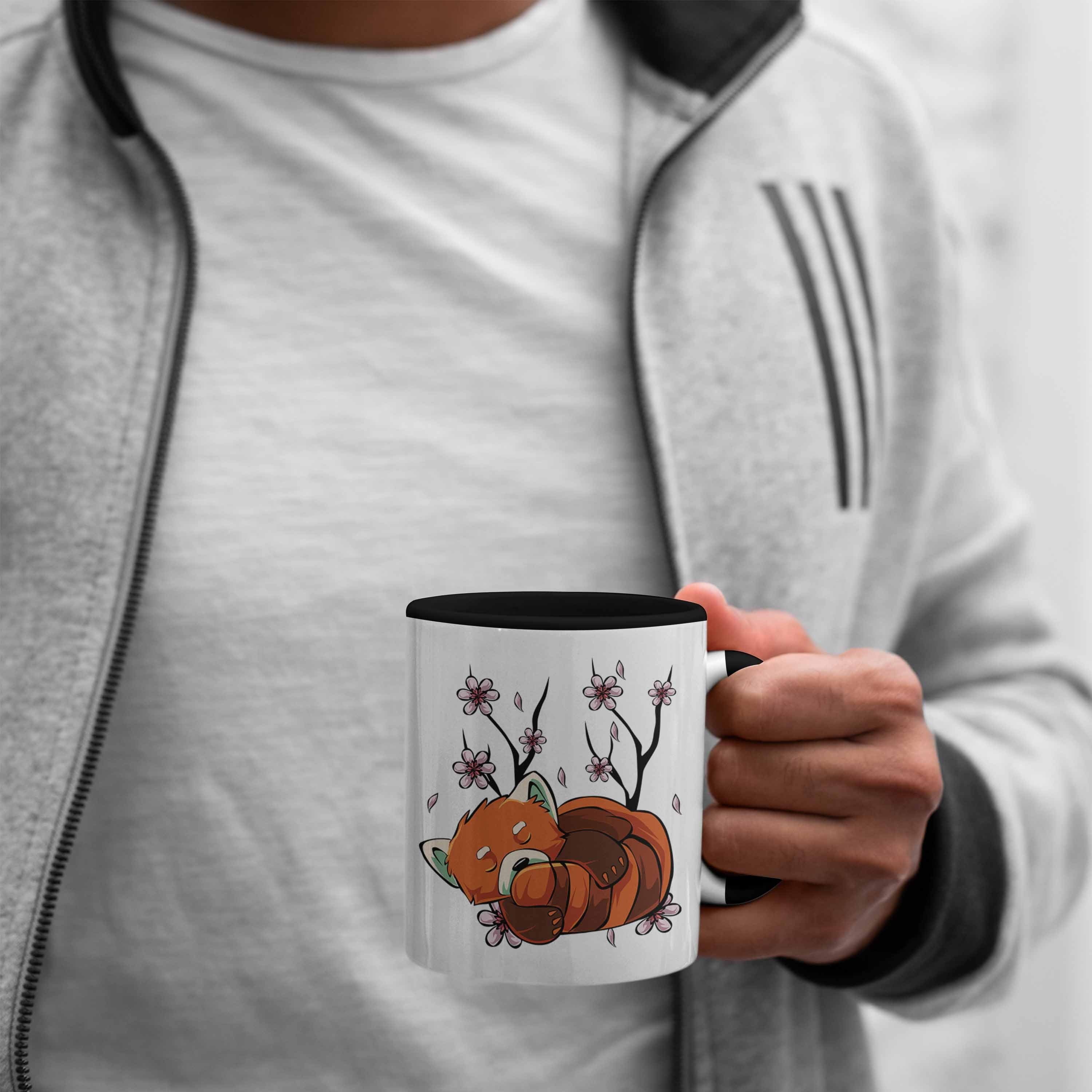 süßes Tasse Trendation - Ein Panda Geschenk Tasse Panda-Liebhaber für Roter Lustige Schwarz