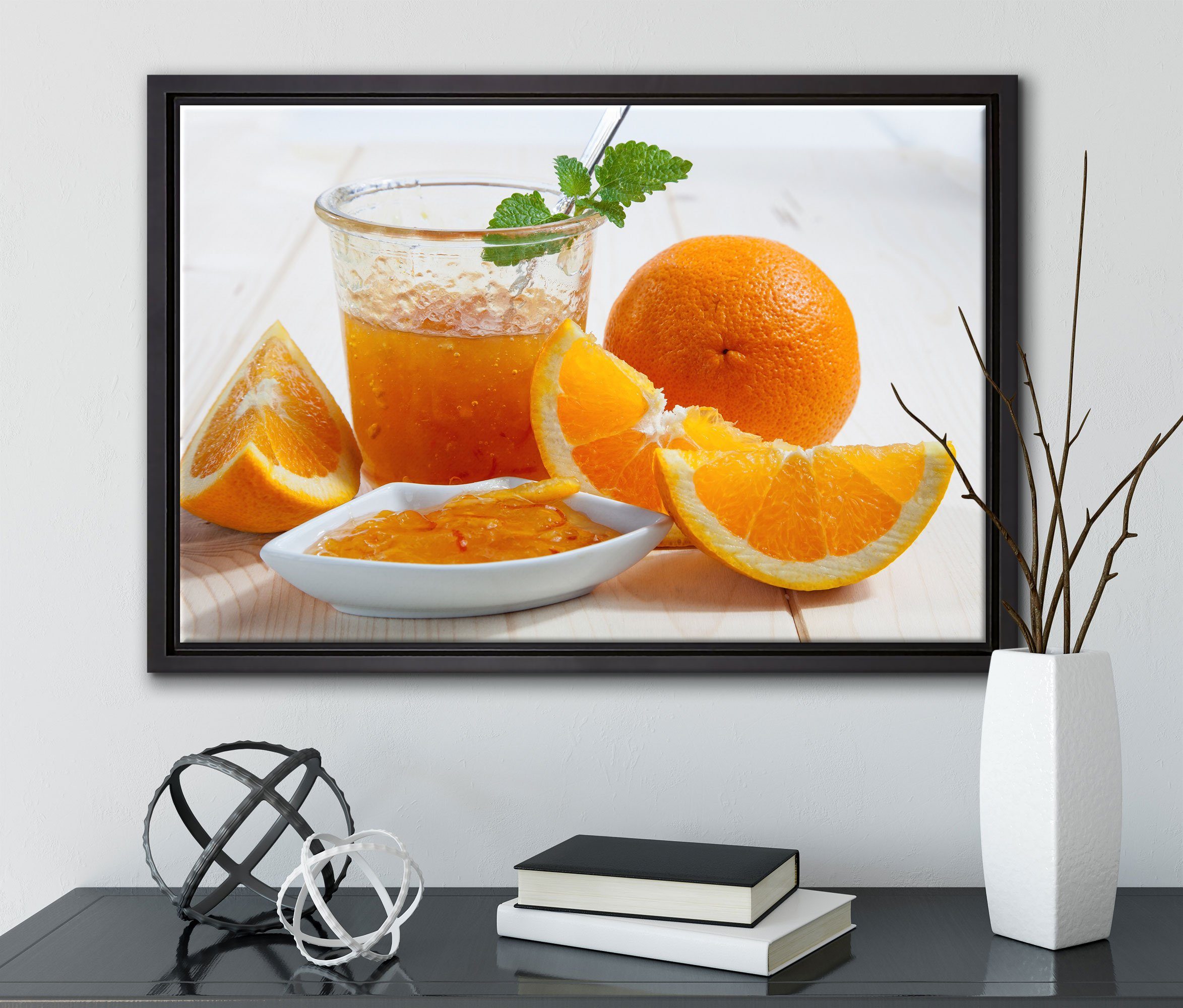 Pixxprint inkl. Frische St), fertig (1 bespannt, gefasst, Wanddekoration Schattenfugen-Bilderrahmen Leinwandbild Zackenaufhänger Orangenmarmelade, Leinwandbild in einem