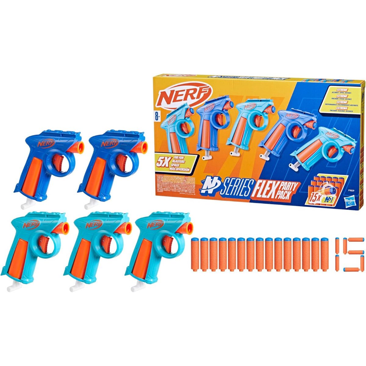 Nerf Blaster mit 5 Blastern und 15 N1 Darts für Kinder ab 8 Jahren (5-tlg)