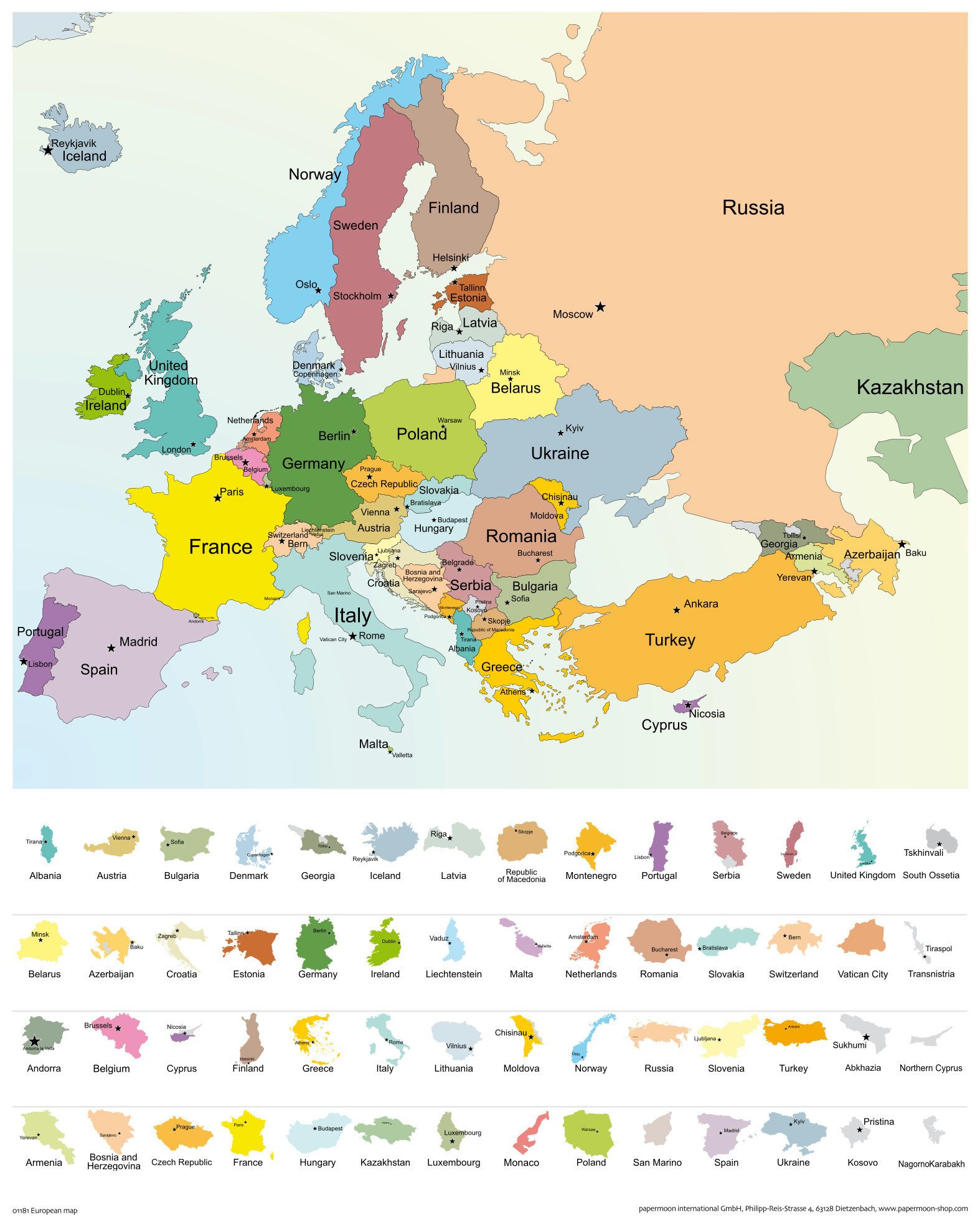 Papermoon Poster Mini-Poster Nr.307 European map, günstig online kaufen