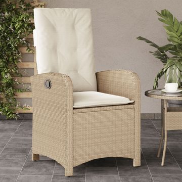 vidaXL Gartenstuhl Gartensessel mit Kissen 2 Stk. Verstellbar Beige Poly Rattan (2 St)