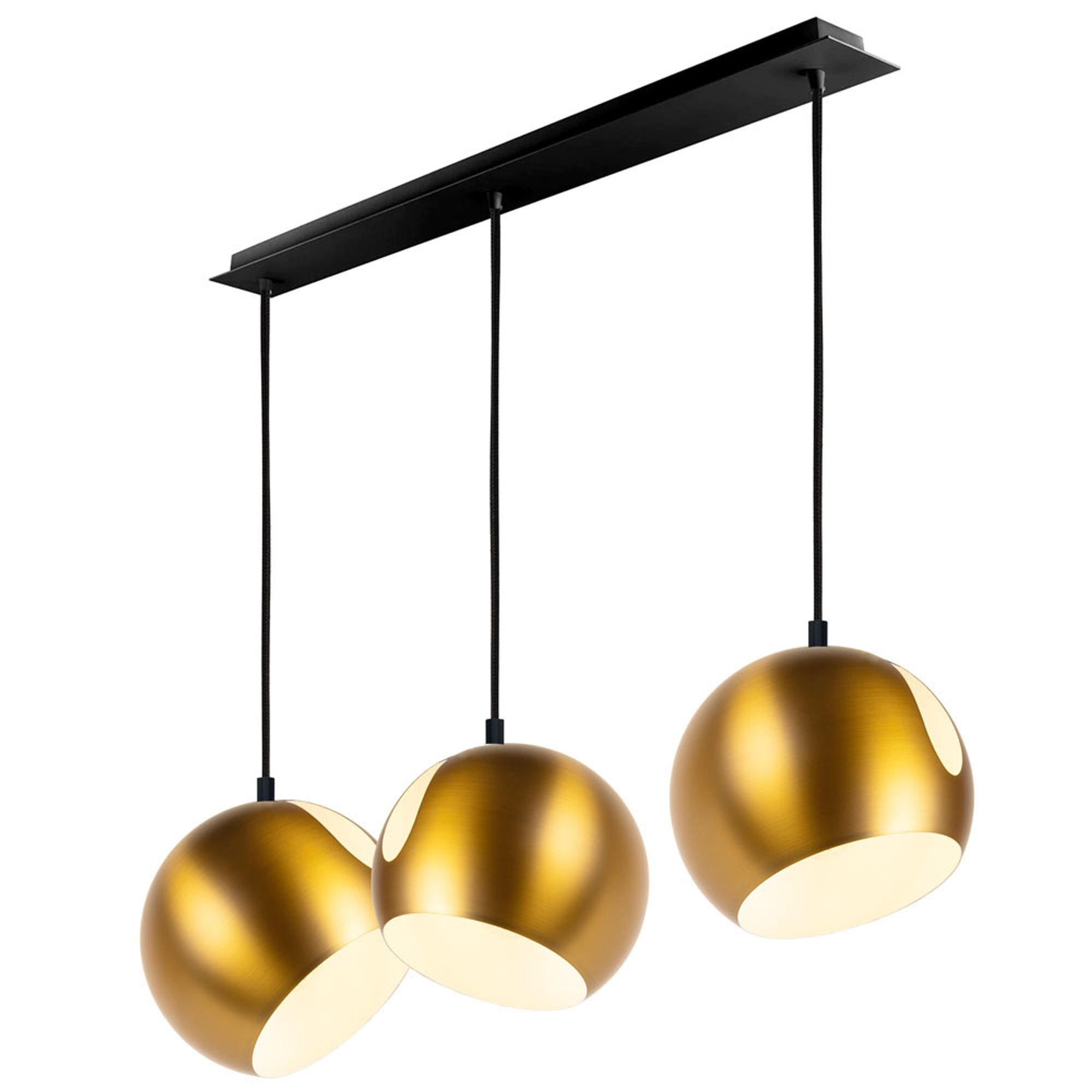 s.luce Pendelleuchte Pendelleuchte Ball 3-flammig mit Deckenschiene Gold