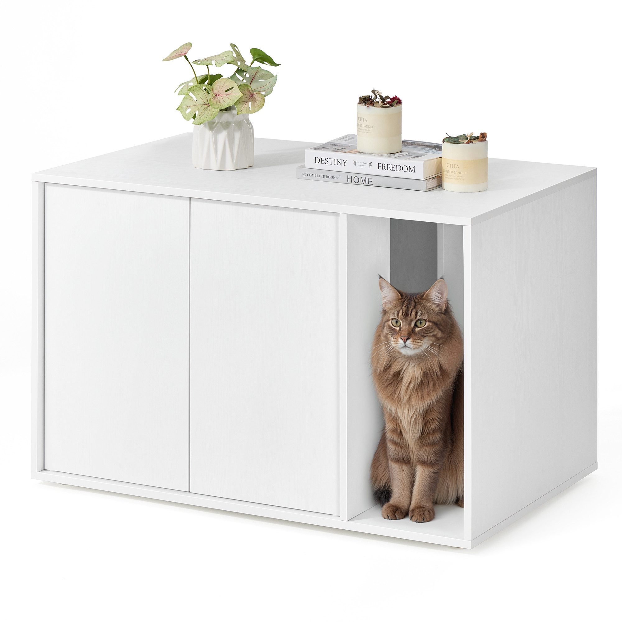 SONGMICS HOME Katzentoilette, Push-to-Open Türen, werkzeuglose Montage, für große Katzen