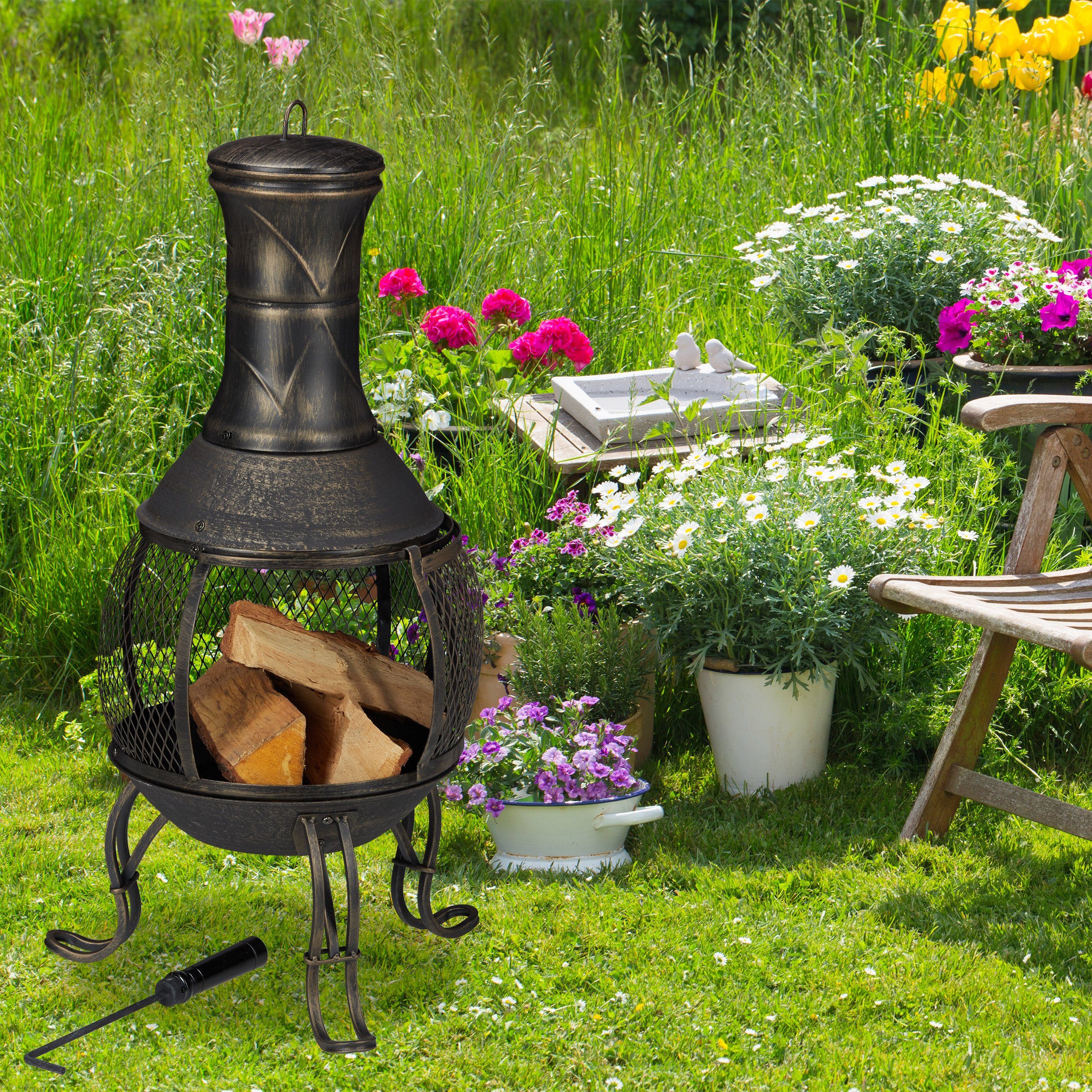 relaxdays Feuerschale Aztekenofen für Garten gold günstig online kaufen